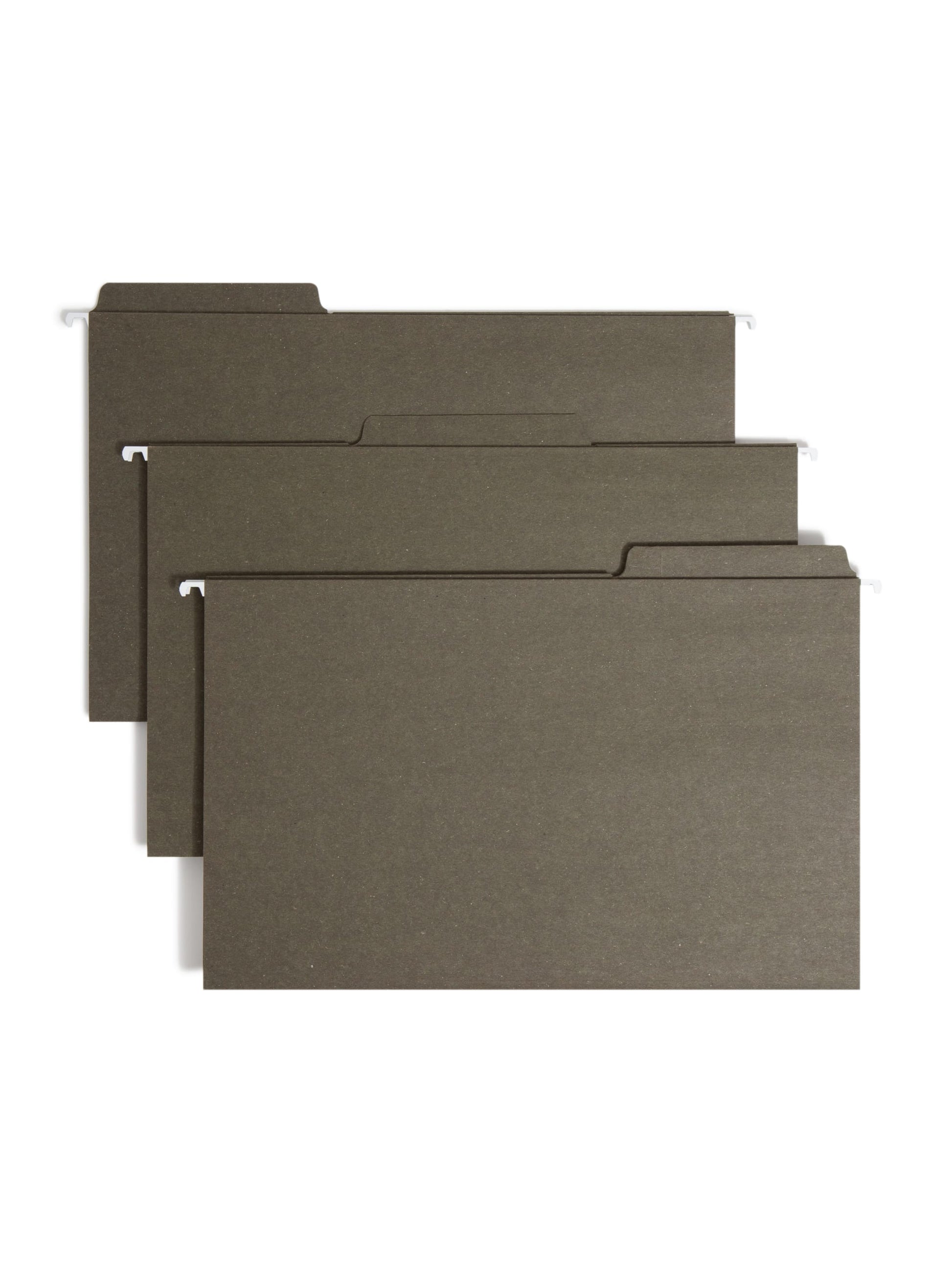 100% Recycled FasTab® Hanging File Folders, Standard Green Color, Legal Size, Set of 20, 086486641371