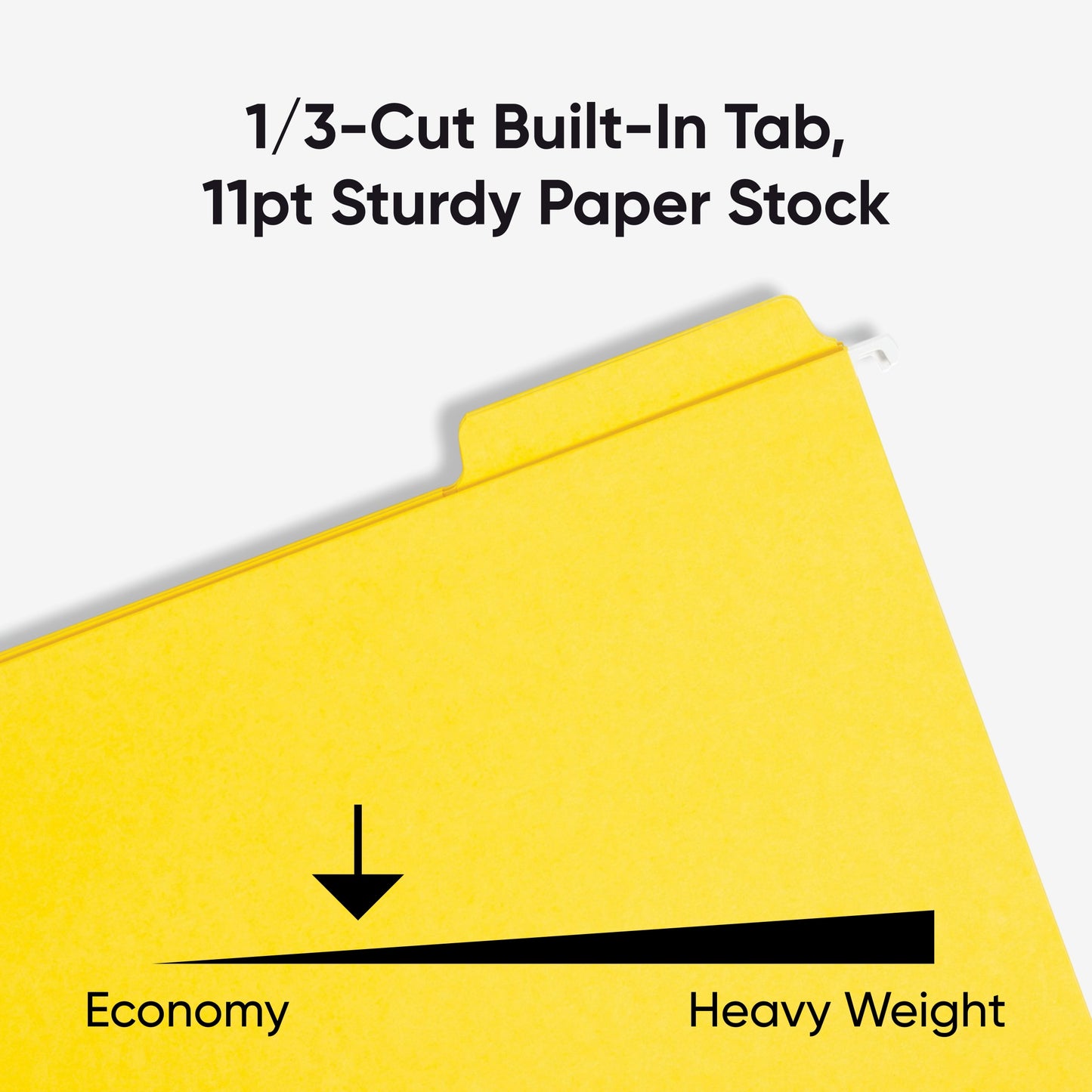 FasTab® Hanging File Folders, 1/3-Cut Tab, Yellow Color, Letter Size, Set of 20, 086486640978