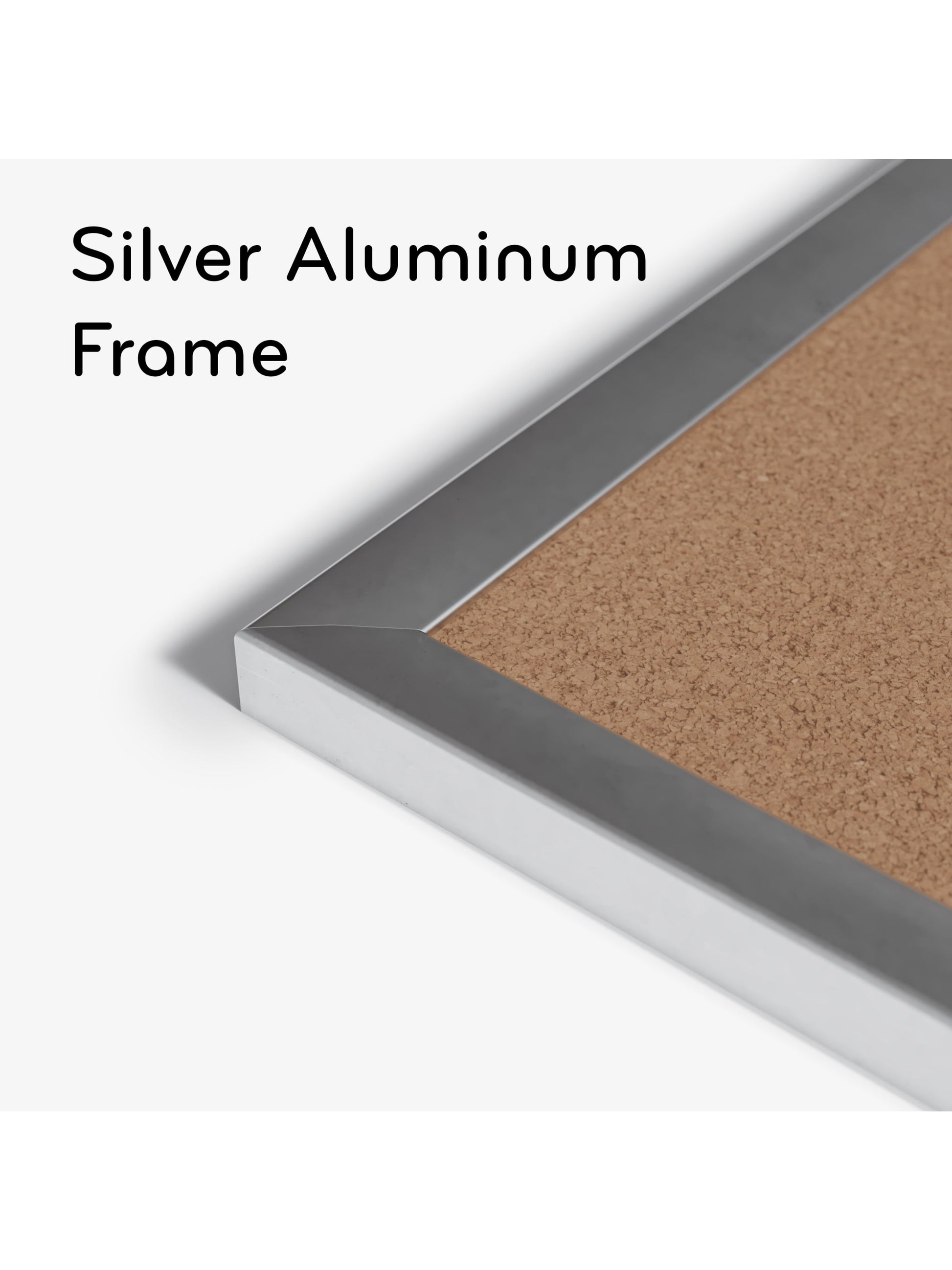 Aluminum Frame Cork Bulletin Board , 23 x 35, SilverMetal Frame Cork Board, Silver, Brown, 35" x 23", 3 x 2, Brown, 35" X 23" Size, Set of 1, 812296020217