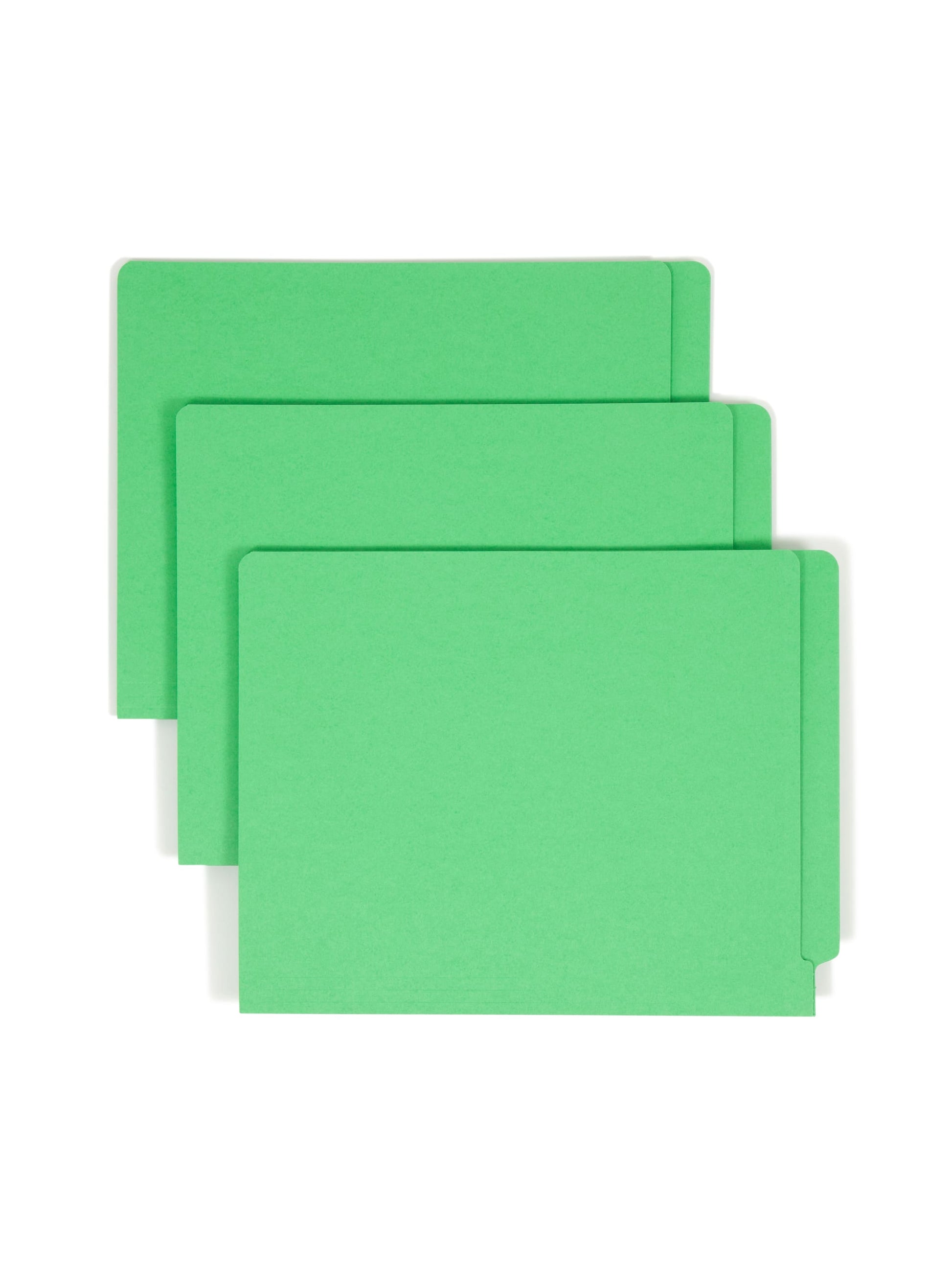 WaterShed® CutLess® End Tab Fastener File Folders, Straight-Cut Tab, Green Color, Letter Size, 086486251501