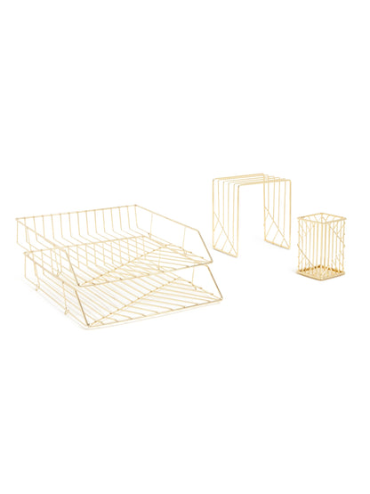 U Brands Vena Desk Org Set, Vena, Gold