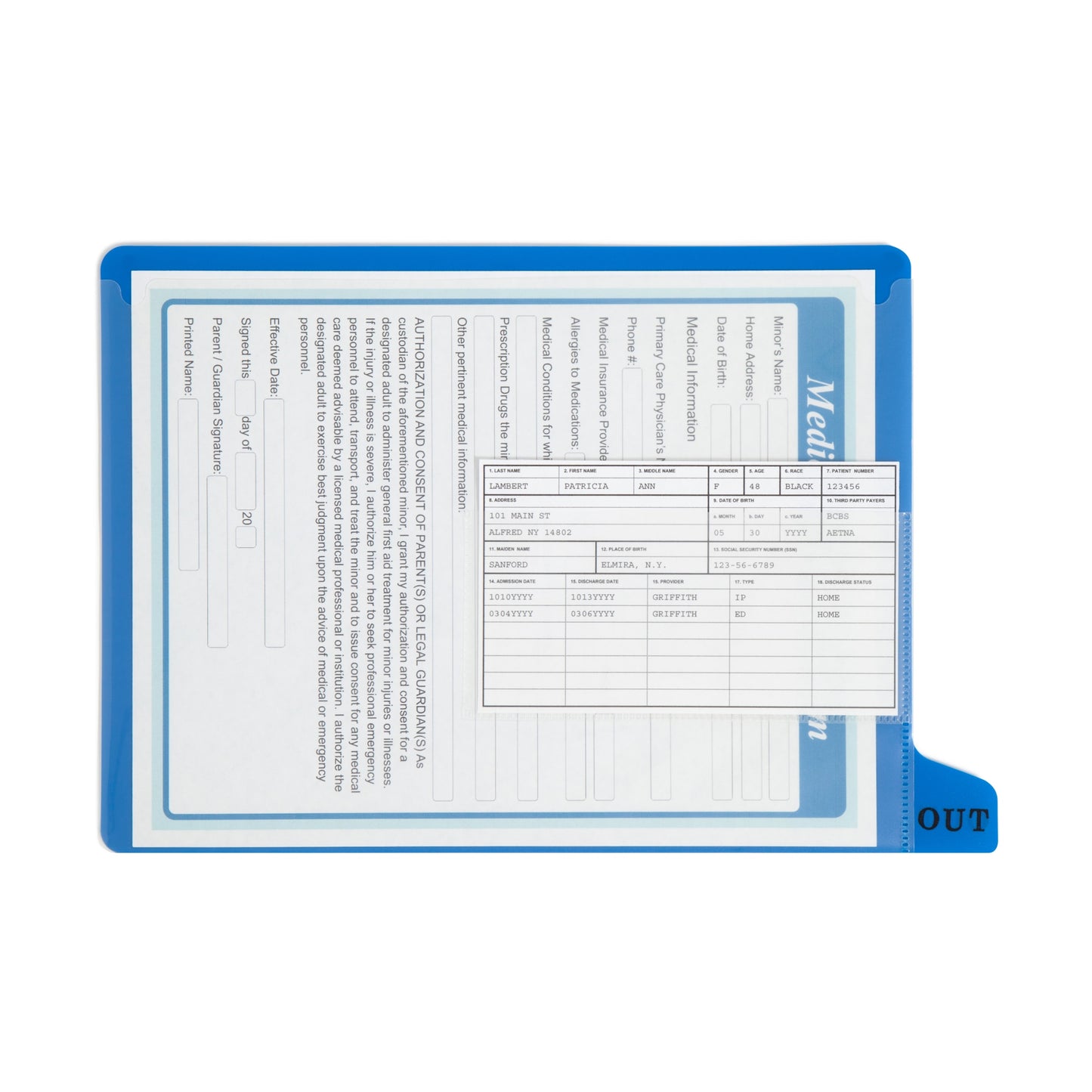 Poly End Tab Out-Guides, Blue Color, Letter Size, Set of 25, 086486619516