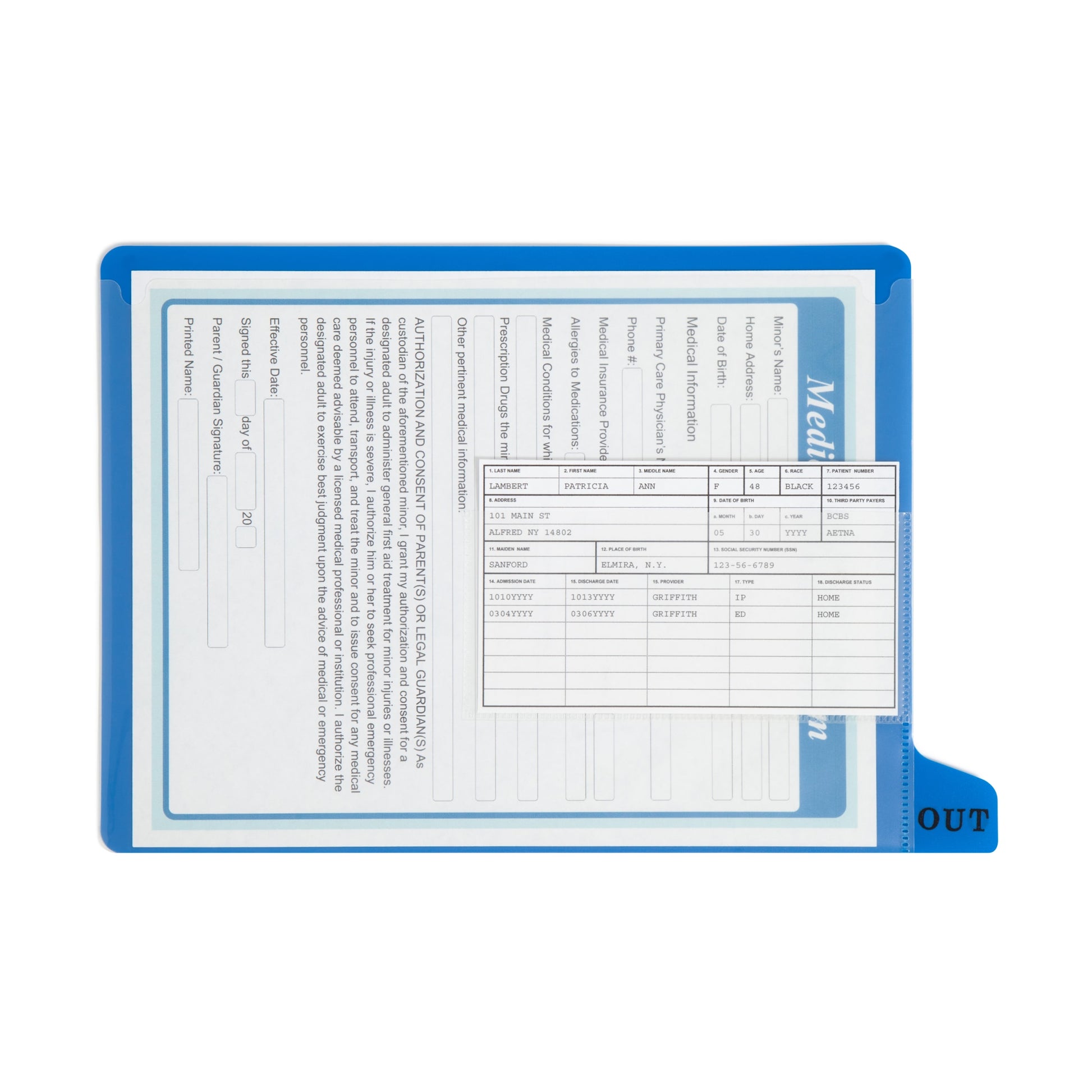 Poly End Tab Out-Guides, Blue Color, Letter Size, Set of 25, 086486619516