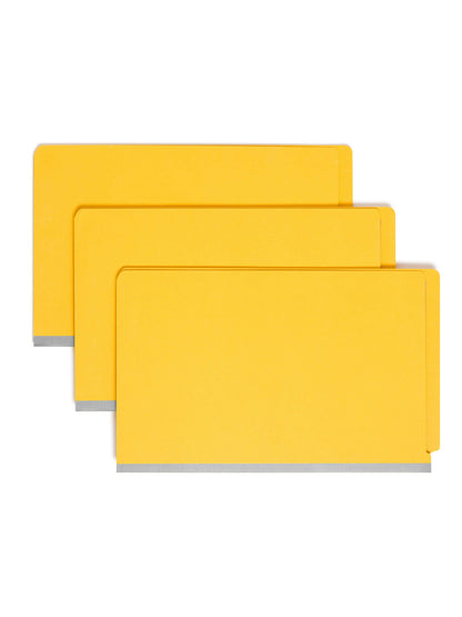 SafeSHIELD® Pressboard End Tab Classification File Folders, Straight-Cut Tab, 2 inch Expansion, 2 Divider, Yellow Color, Legal Size, Set of 10, 30086486297890