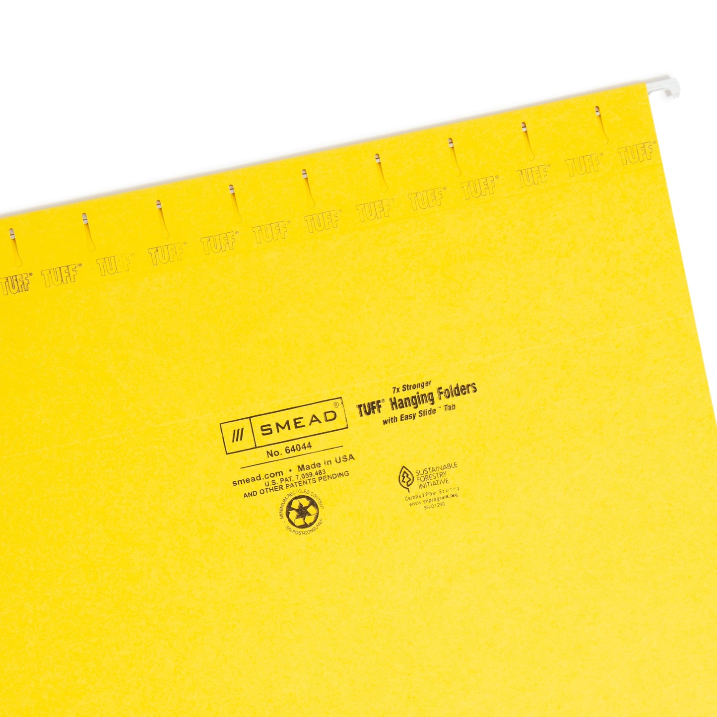 TUFF® Hanging File Folders with Easy Slide® Tabs, Yellow Color, Letter Size, Set of 1, 086486640442