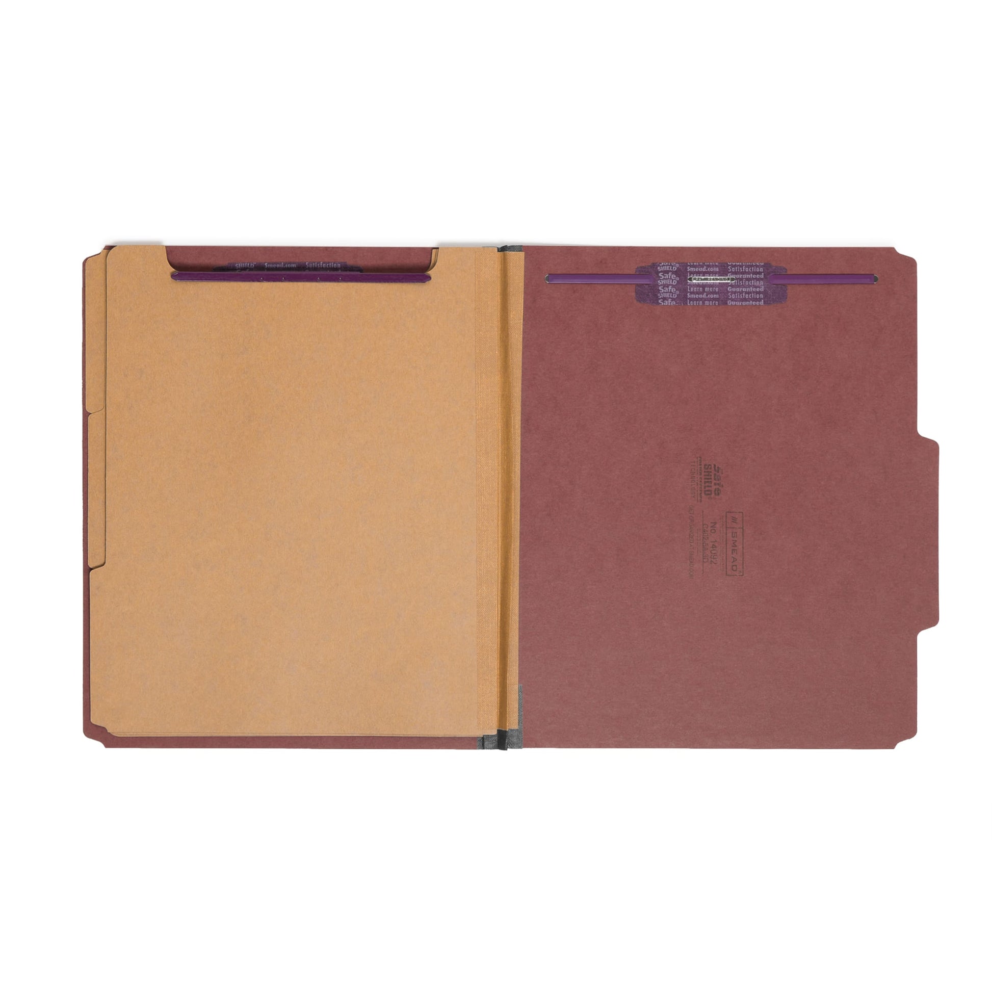 SafeSHIELD® Pressboard Classification File Folders, 3 Dividers, 3 inch Expansion, 2/5-Cut Tab, Red Color, Letter Size, Set of 10, 30086486140929