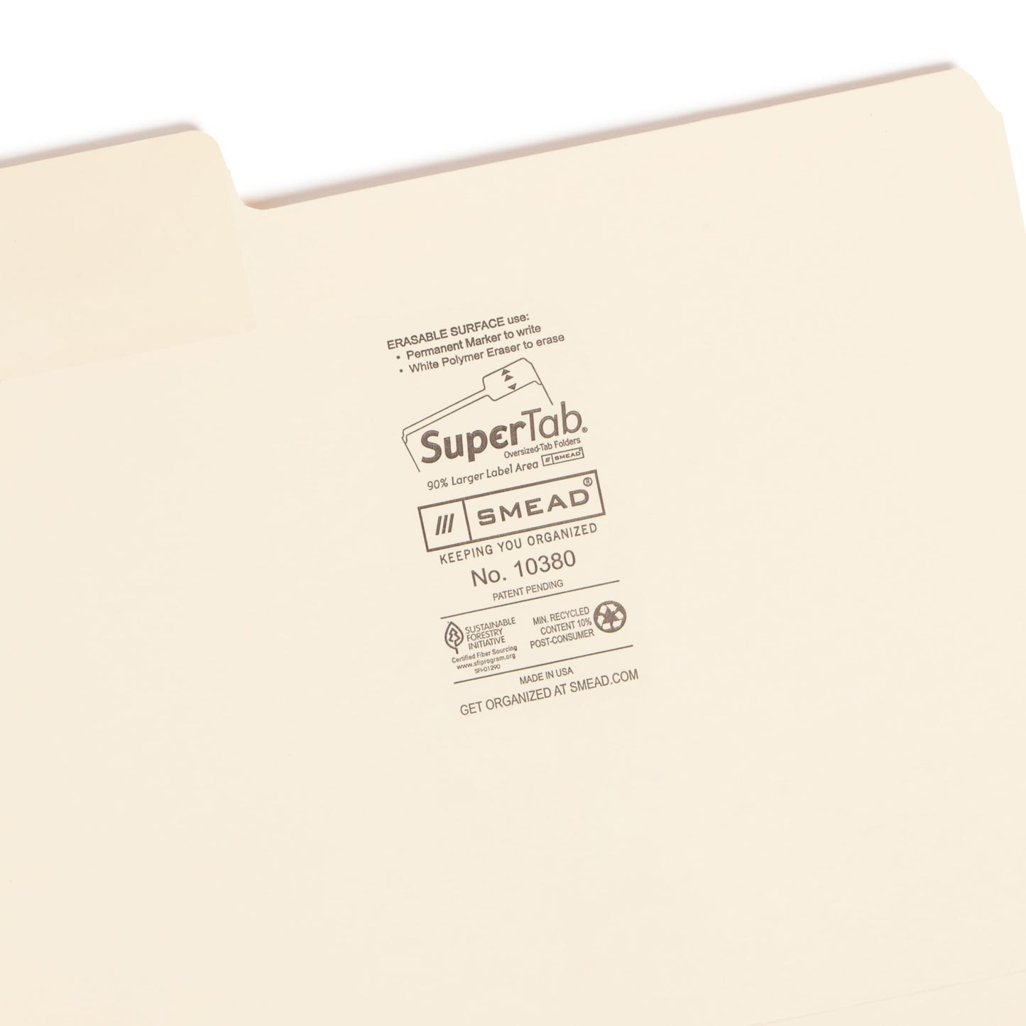 Erasable SuperTab® File Folders, Manila Color, Letter Size, Set of 24, 086486103800