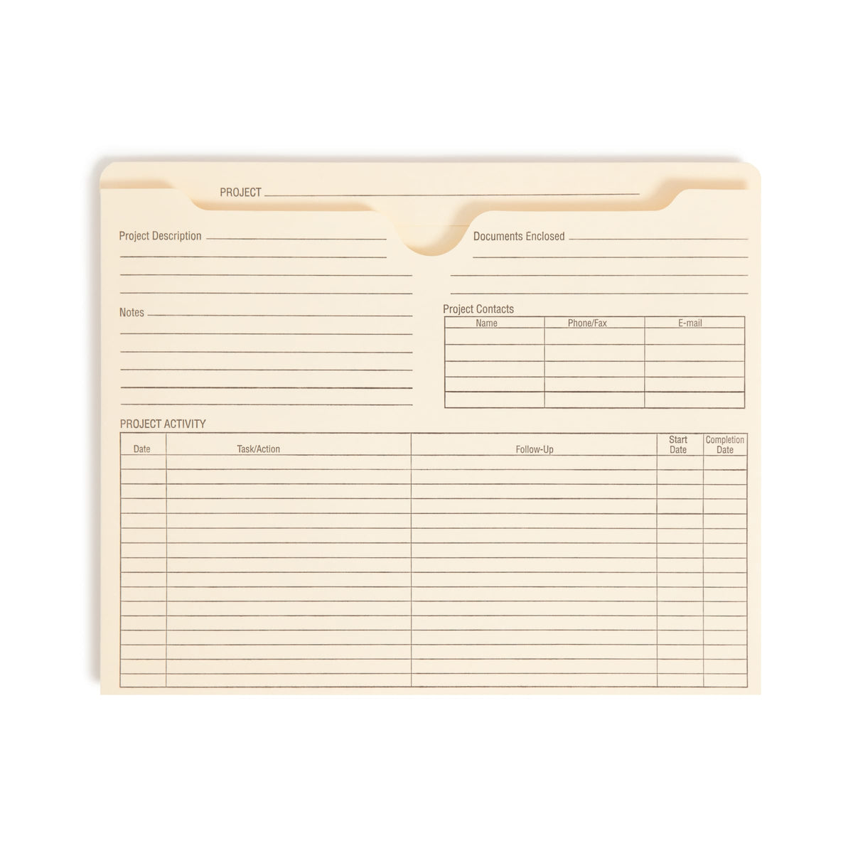 Project Packet Sleeve Project File Jackets, 2-Inch Expansion, Preprinted Front, Back ...