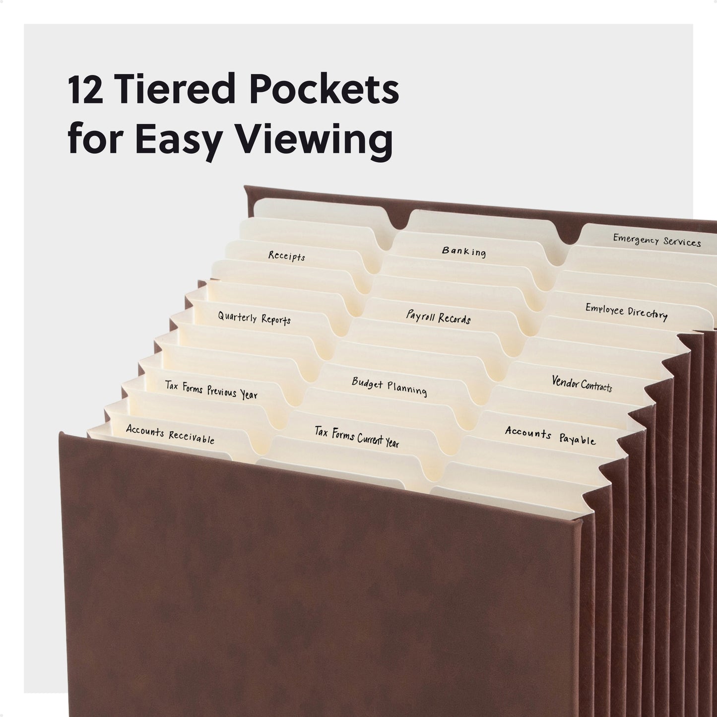 Expanding Stadium® File, 12 Pockets, Saddle Color, 13.6" X 12.25" X 1.88" Size, Set of 1, 086486702287