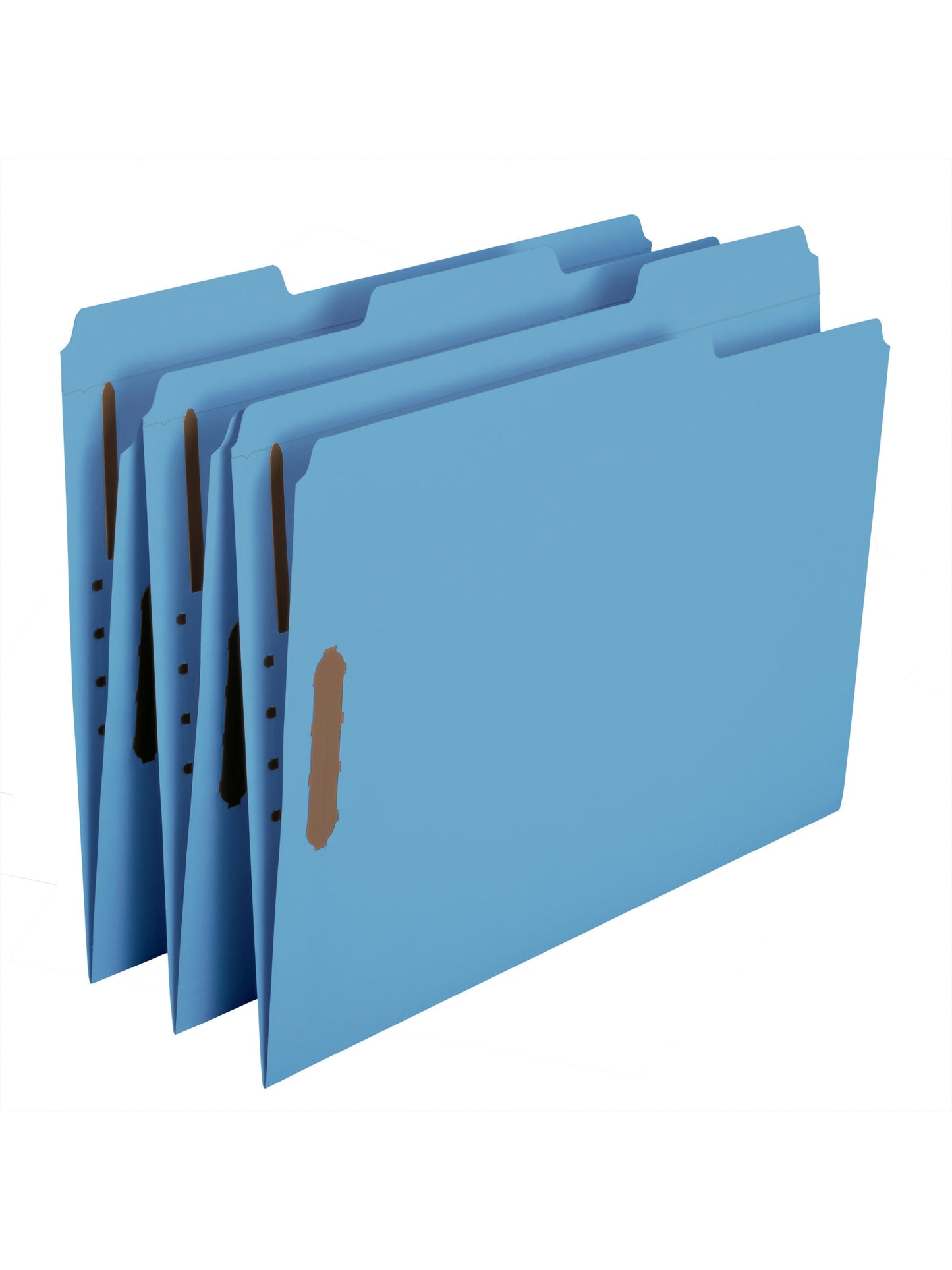 Reinforced Tab Fastener File Folders, 1/3-Cut Tab, 2 Fasteners, Blue Color, Letter Size, Set of 21, 086486120500