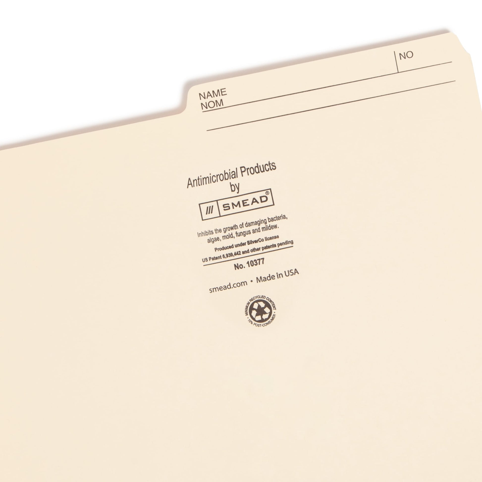 Reversible Printed Tab File Folders with Antimicrobial Product Protection, Manila Color, Letter Size, Set of 100, 086486103770