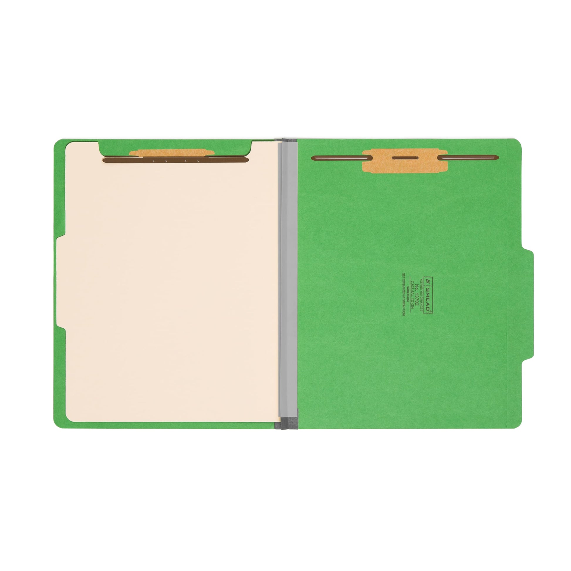 Classification File Folders, 1 Divider, 2 inch Expansion, Green Color, Letter Size, Set of 10, 30086486137028