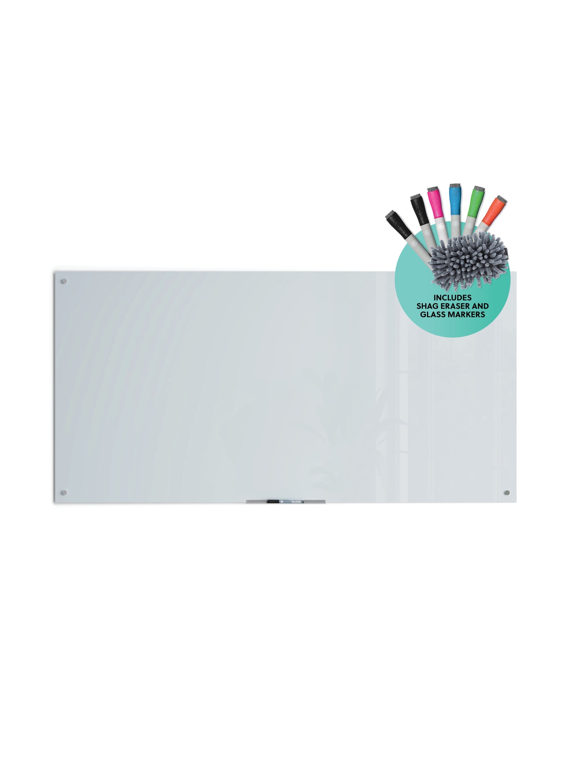 Frameless Glass Magnetic Dry Erase Board, White, 70" x 35", 6 x 3, White, 70" X 35" Size, Set of 1, 817894023004