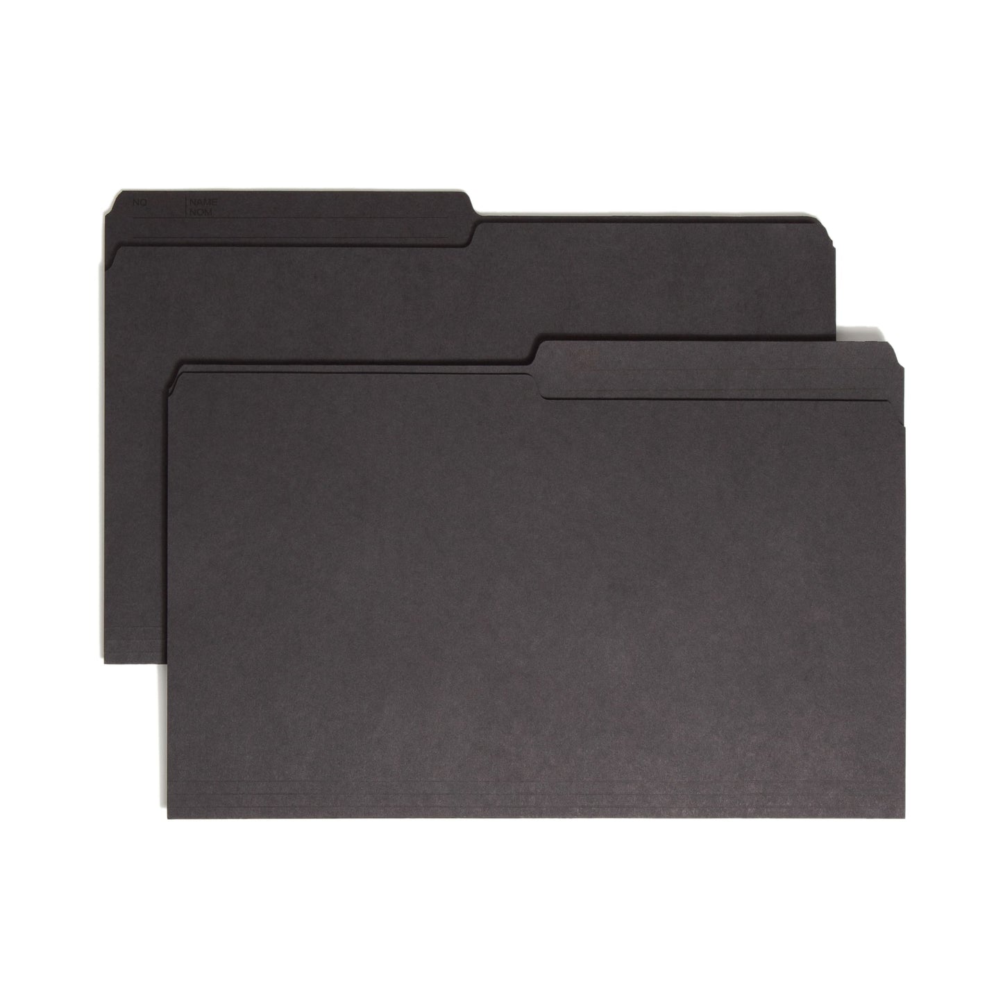 Reversible Printed Tab File Folders, 1/2-Cut Tab, Black Color, Legal Size, Set of 100, 086486153645