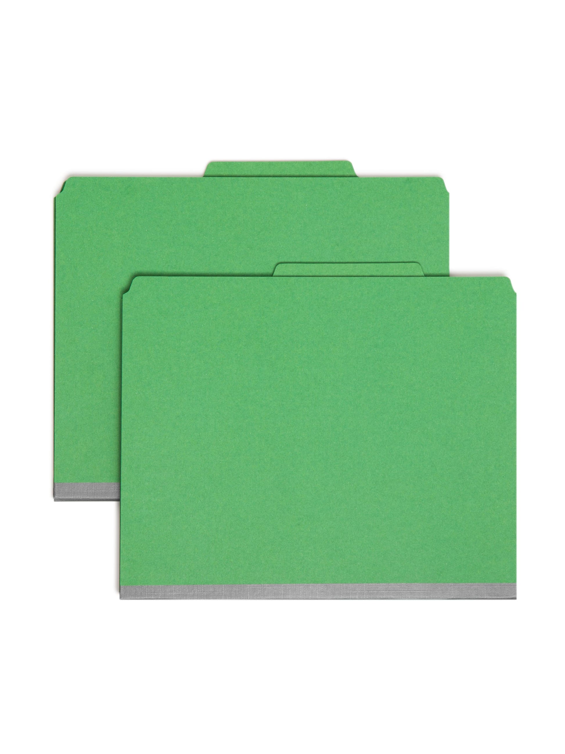 SafeSHIELD® Pressboard Classification File Folders, 3 Dividers, 3 inch Expansion, 2/5-Cut Tab, Green Color, Letter Size, Set of 10, 30086486140974