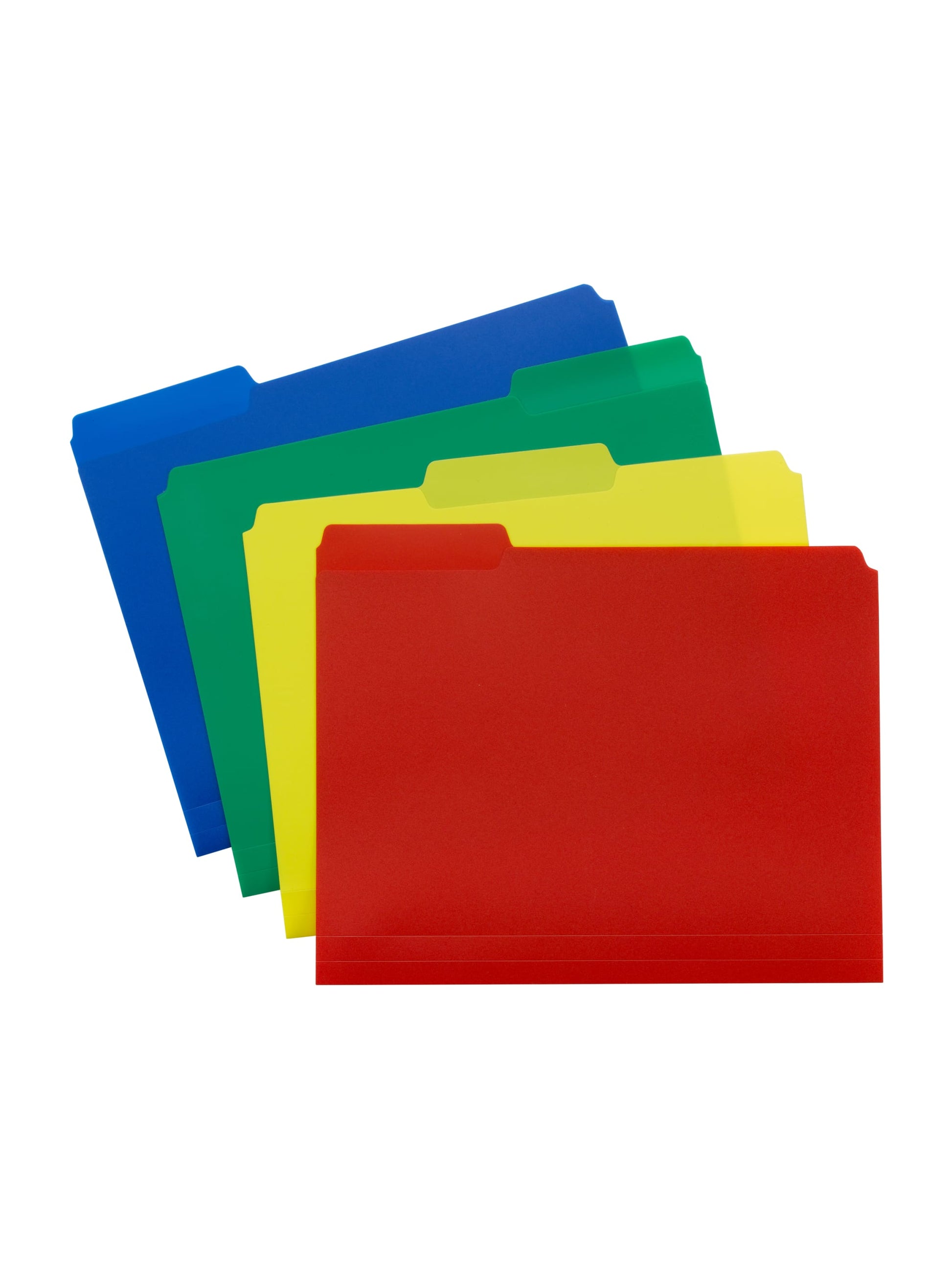 Poly File Folders, 1/3-Cut Tab, Assorted Colors Color, Letter Size, Set of 1, 086486105057