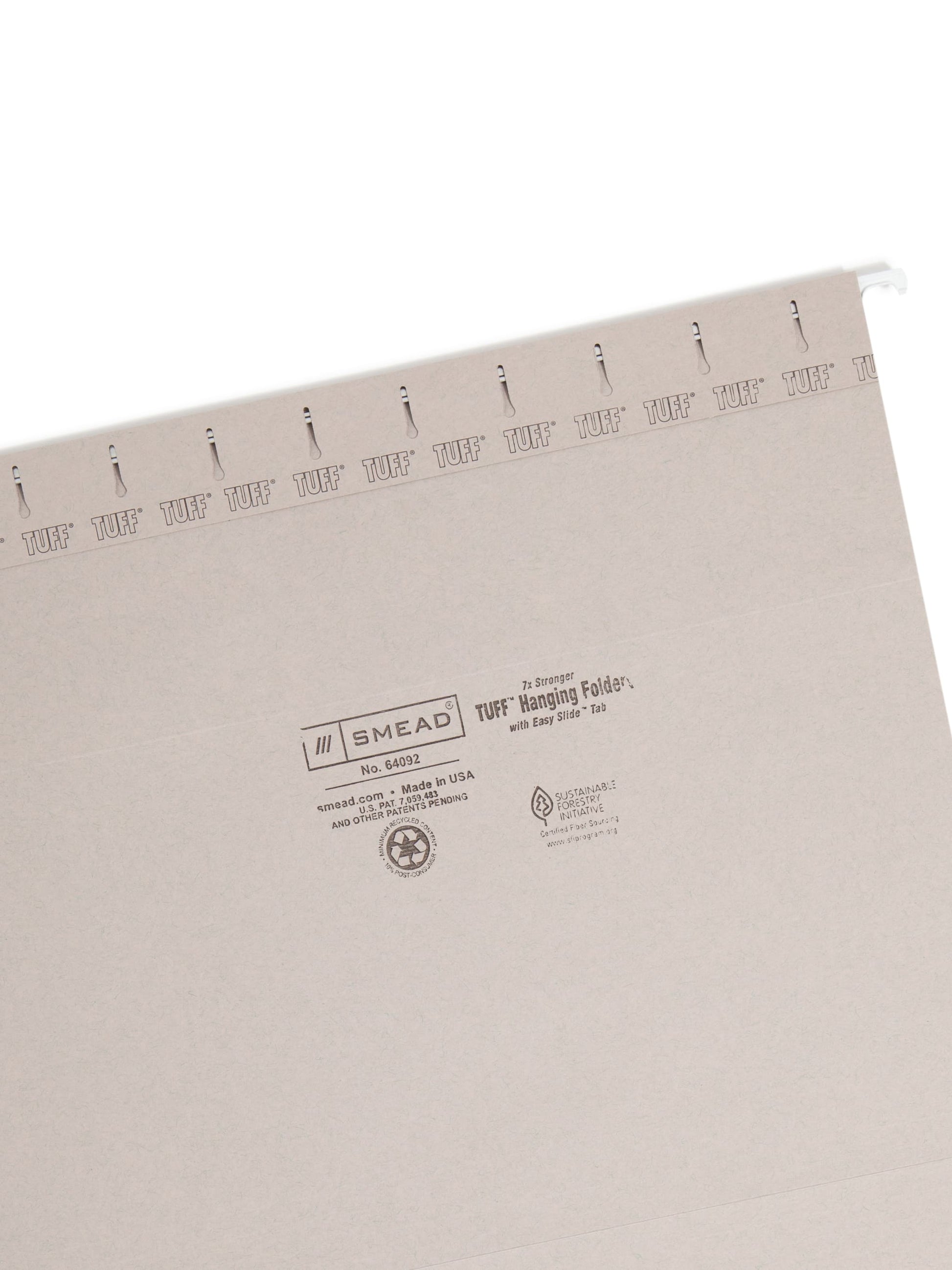 TUFF® Hanging File Folders with Easy Slide® Tabs, Gray Color, Letter Size, Set of 1, 086486640923