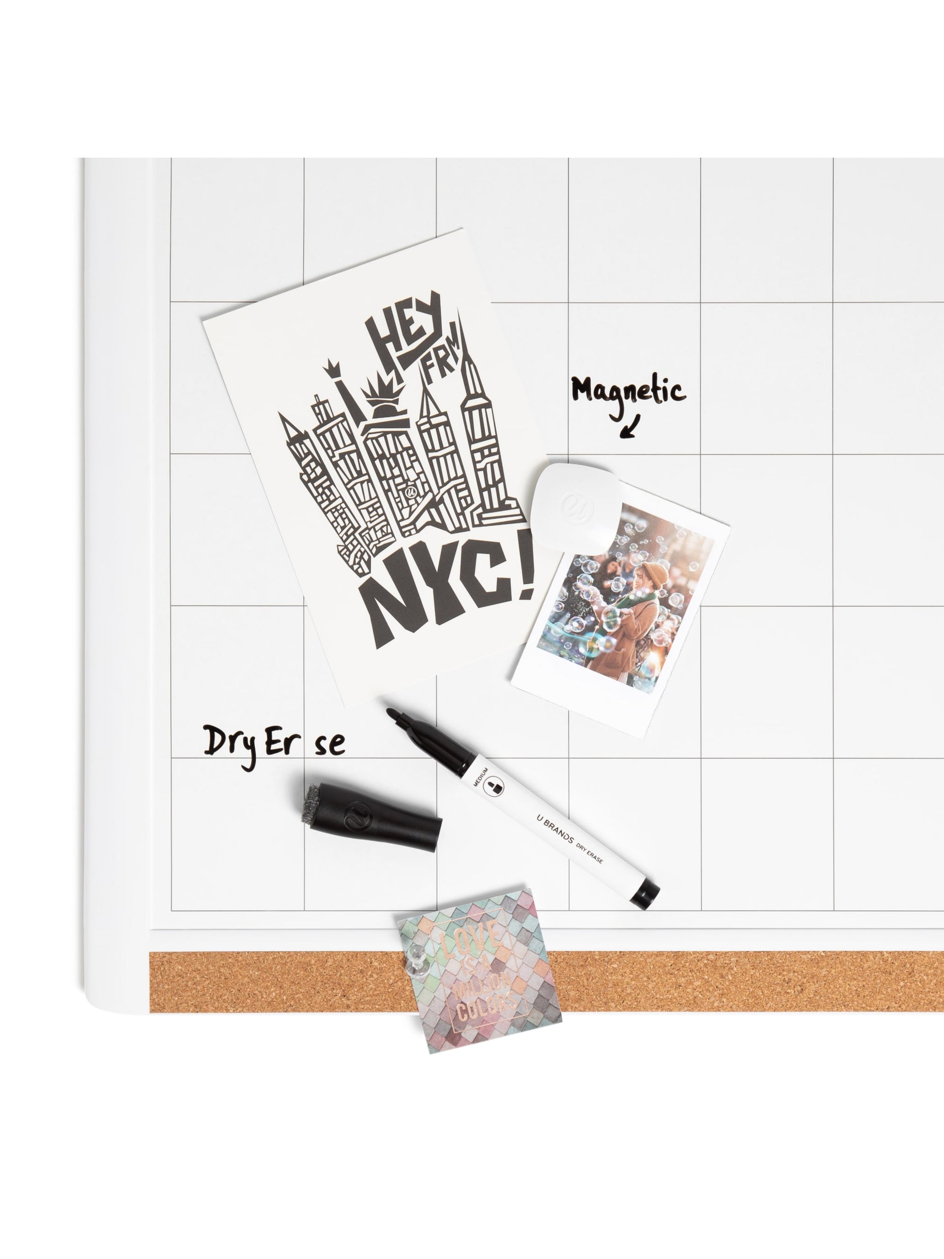 Mod PinIt Frame Dry Erase Calendar Board, Pinit Frame, White, White, 2" x 1", 2' or smaller, White, 2" X 1" Size, Set of 1, 812296024376
