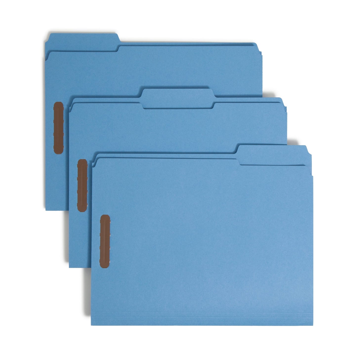 Reinforced Tab Fastener File Folders, 1/3-Cut Tab, 2 Fasteners, Blue Color, Letter Size, Set of 50, 086486120401
