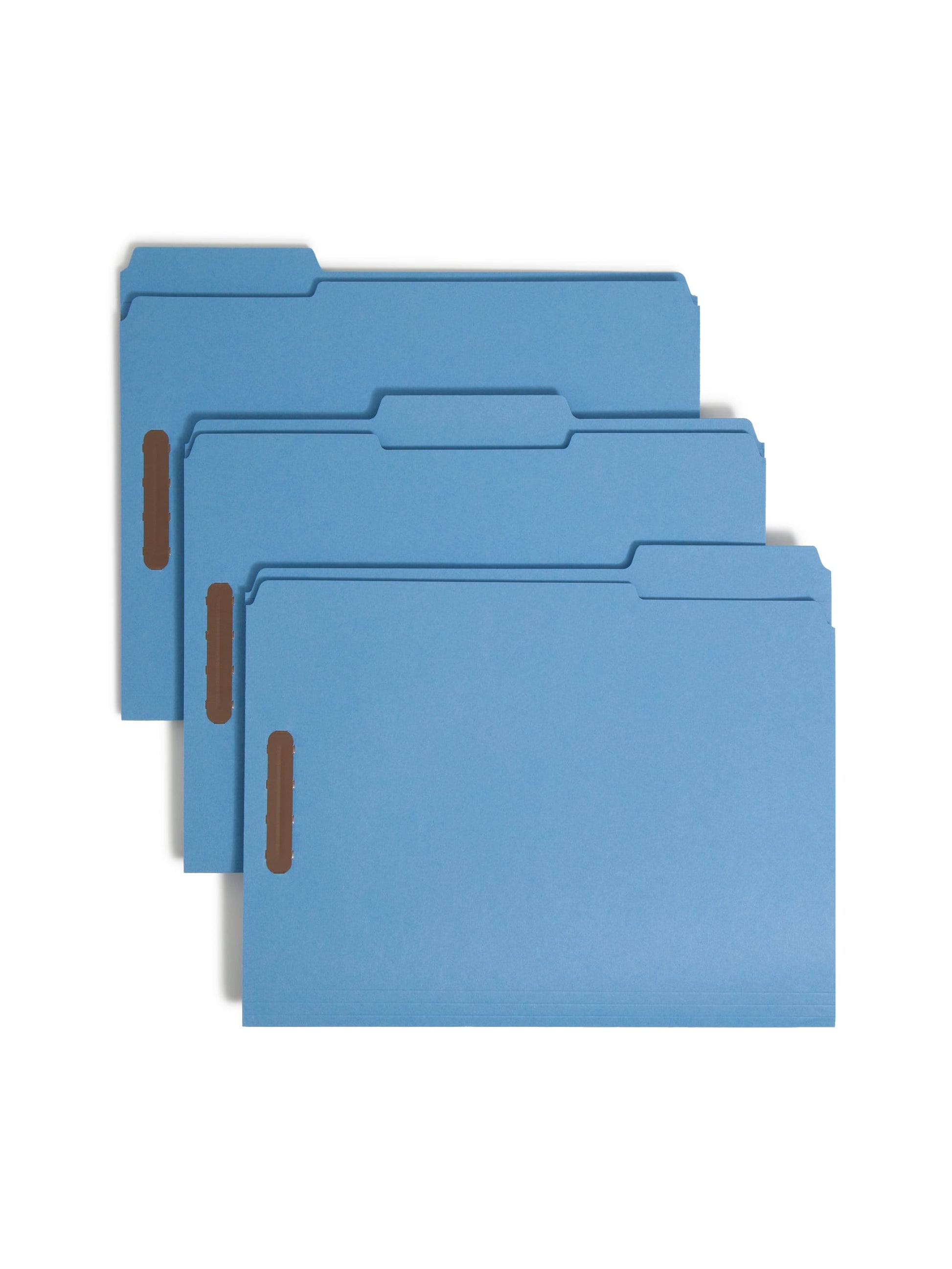 Reinforced Tab Fastener File Folders, 1/3-Cut Tab, 2 Fasteners, Blue Color, Letter Size, Set of 50, 086486120401