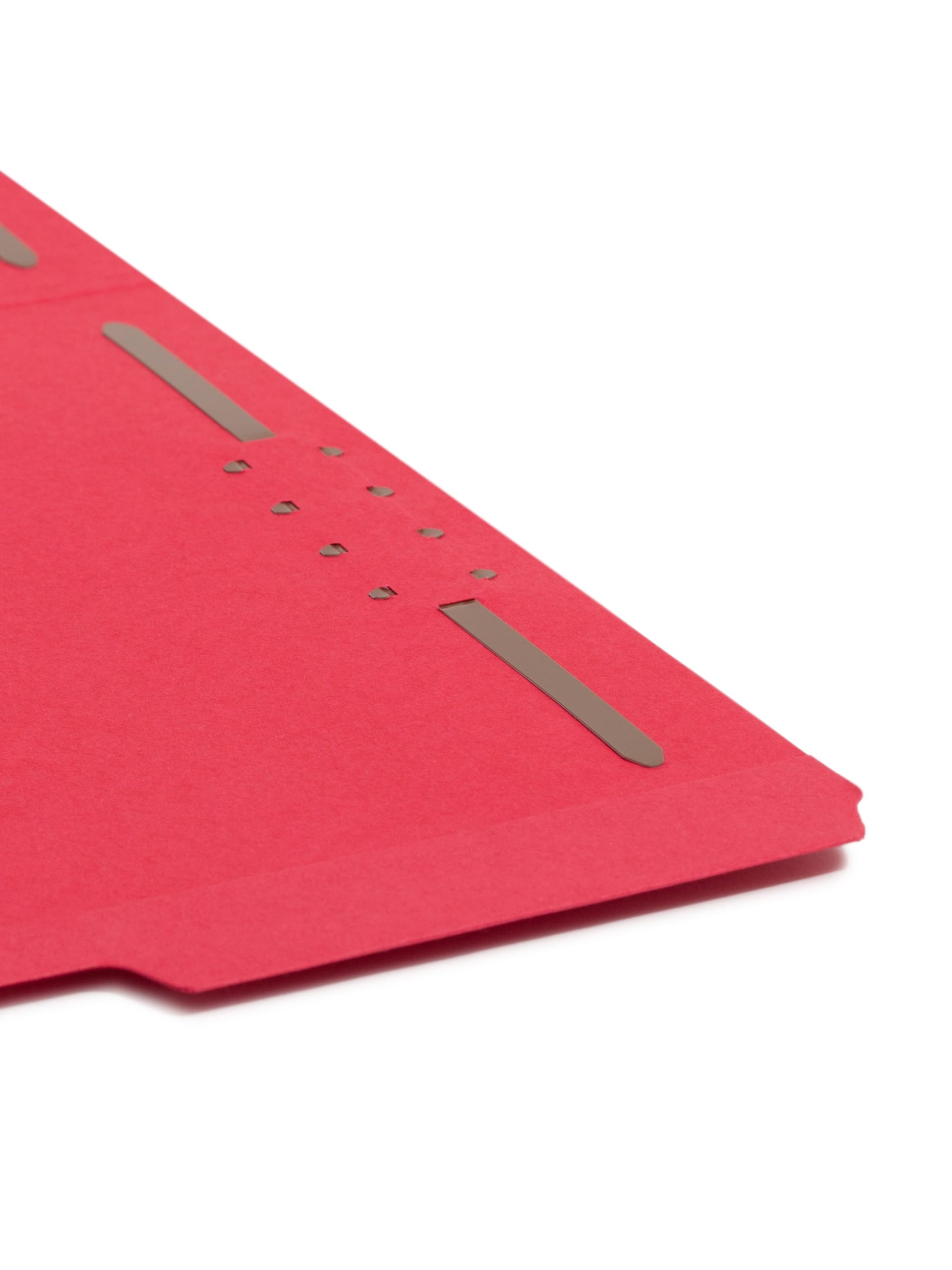 Reinforced Tab Fastener File Folders, 1/3-Cut Tab, 2 Fasteners, Red Color, Letter Size, Set of 50, 086486127400