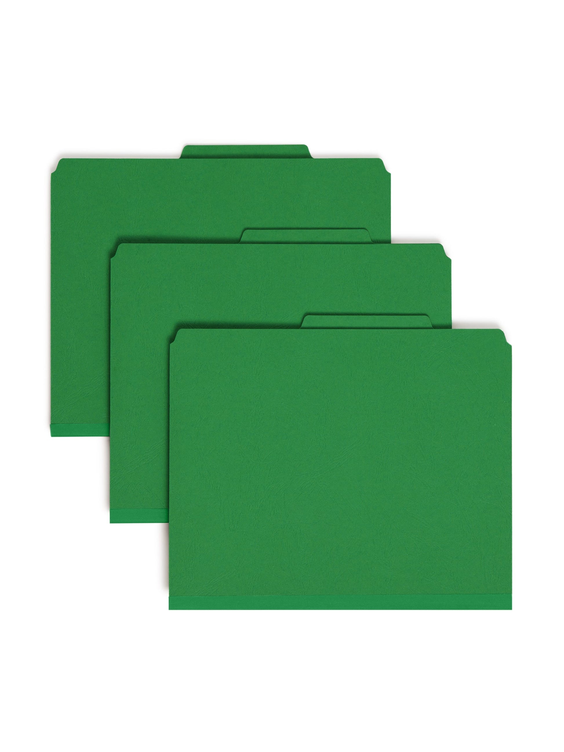 SafeSHIELD® Premium Pressboard Classification File Folders, 2 Dividers, 2 inch Expansion, 2/5-Cut Tab, Green Color, Letter Size, Set of 0, 30086486142015
