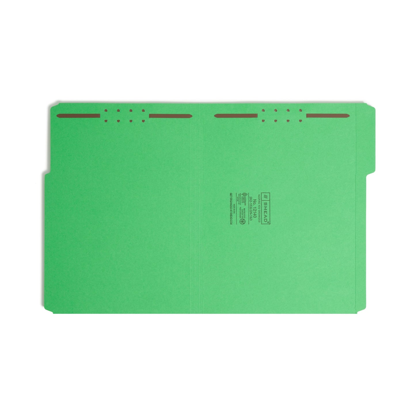 Reinforced Tab Fastener File Folders, 1/3-Cut Tab, 2 Fasteners, Green Color, Letter Size, Set of 50, 086486121408