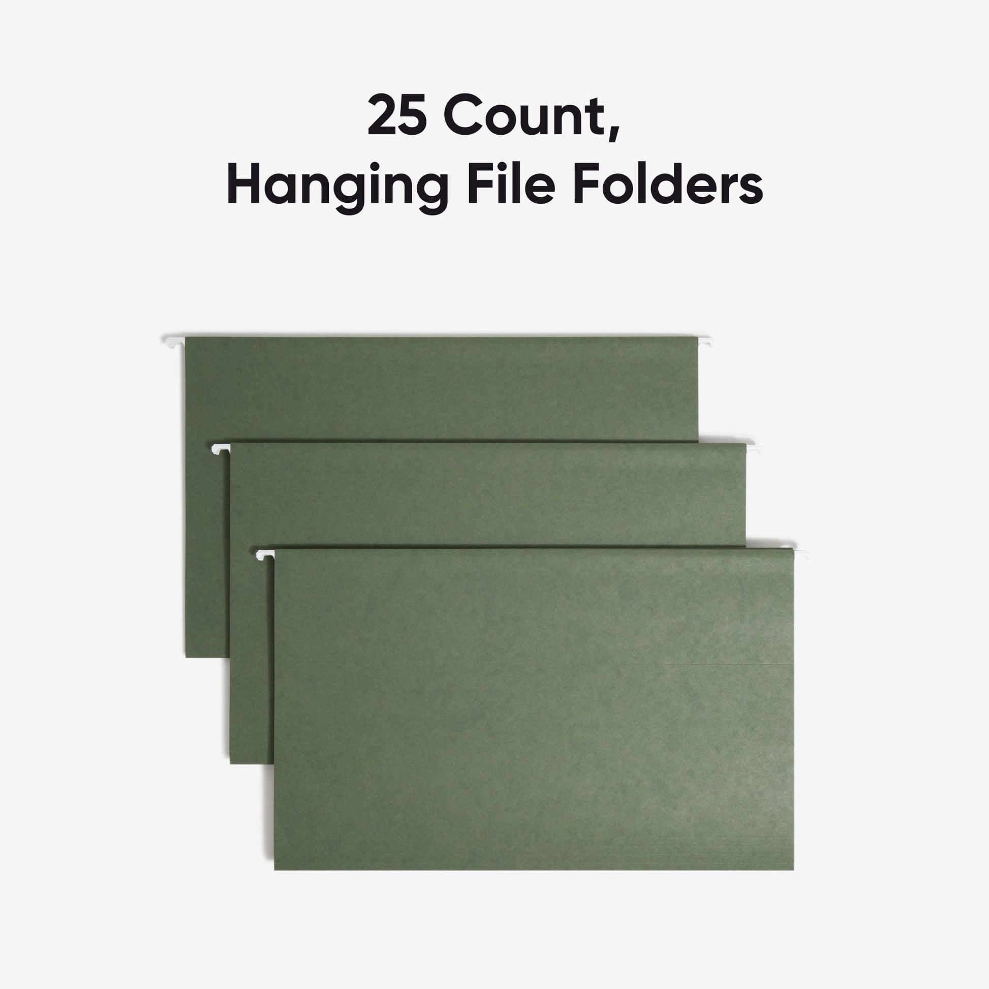 Standard Hanging File Folders with 1/5-Cut Tabs, Standard Green Color, Legal Size, Set of 25, 086486641555
