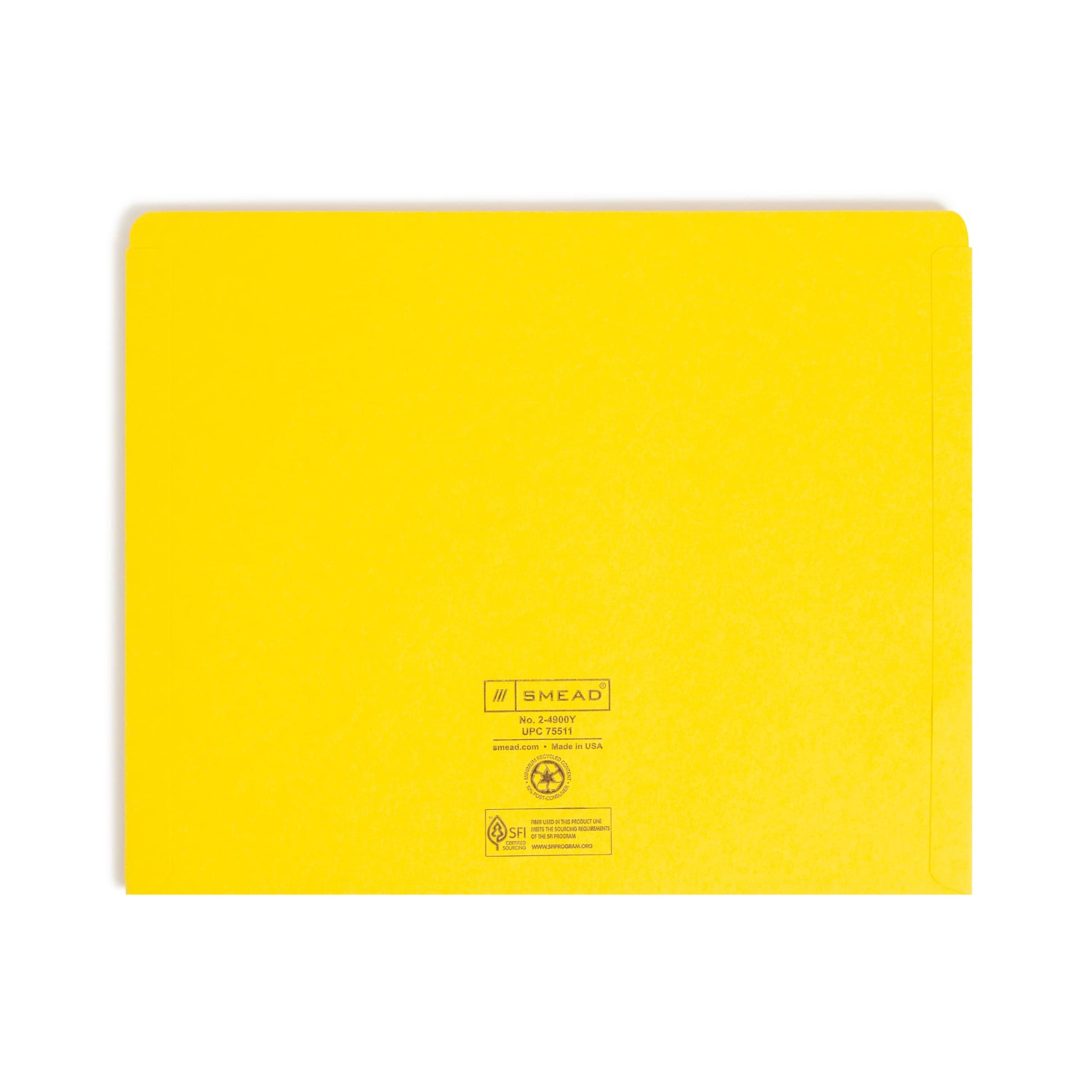 Colored File Jackets, Reinforced Straight-Cut Tab, No Expansion, Yellow Color, Letter Size, Set of 100, 30086486755116