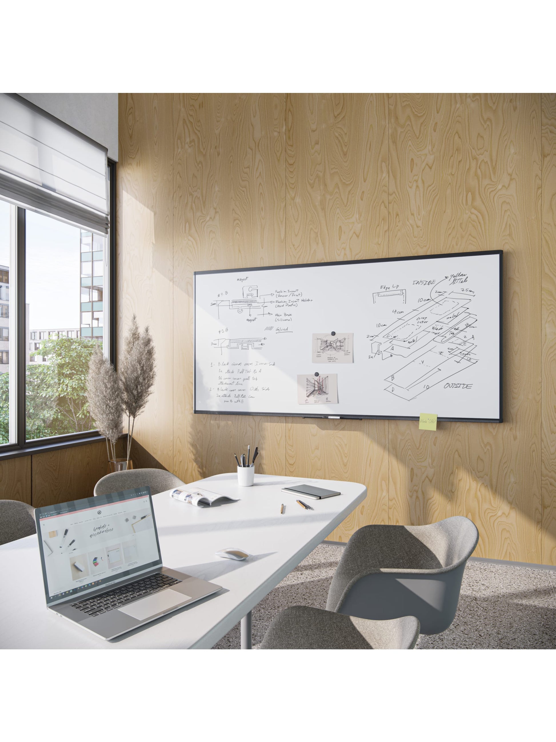 Aluminum PinIt Frame Dry Erase Board, Pinit Frame, Black, White, 95" x 47", 8 x 4, White, 95" X 47" Size, Set of 1, 843463130132