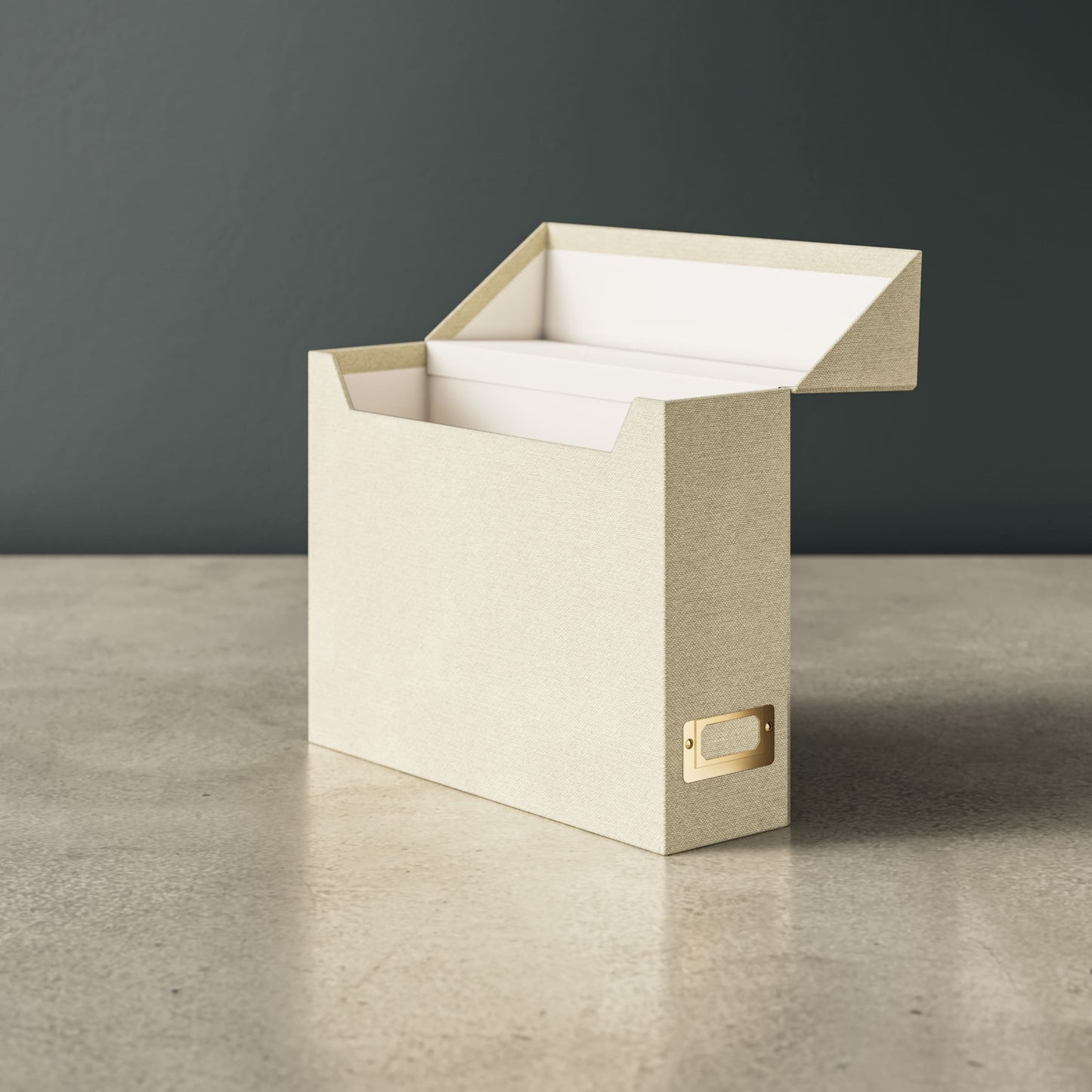 Flip Top Box, Beige Color, 13" X 9.4" X 3.7" Size, Set of 1, 086486702324