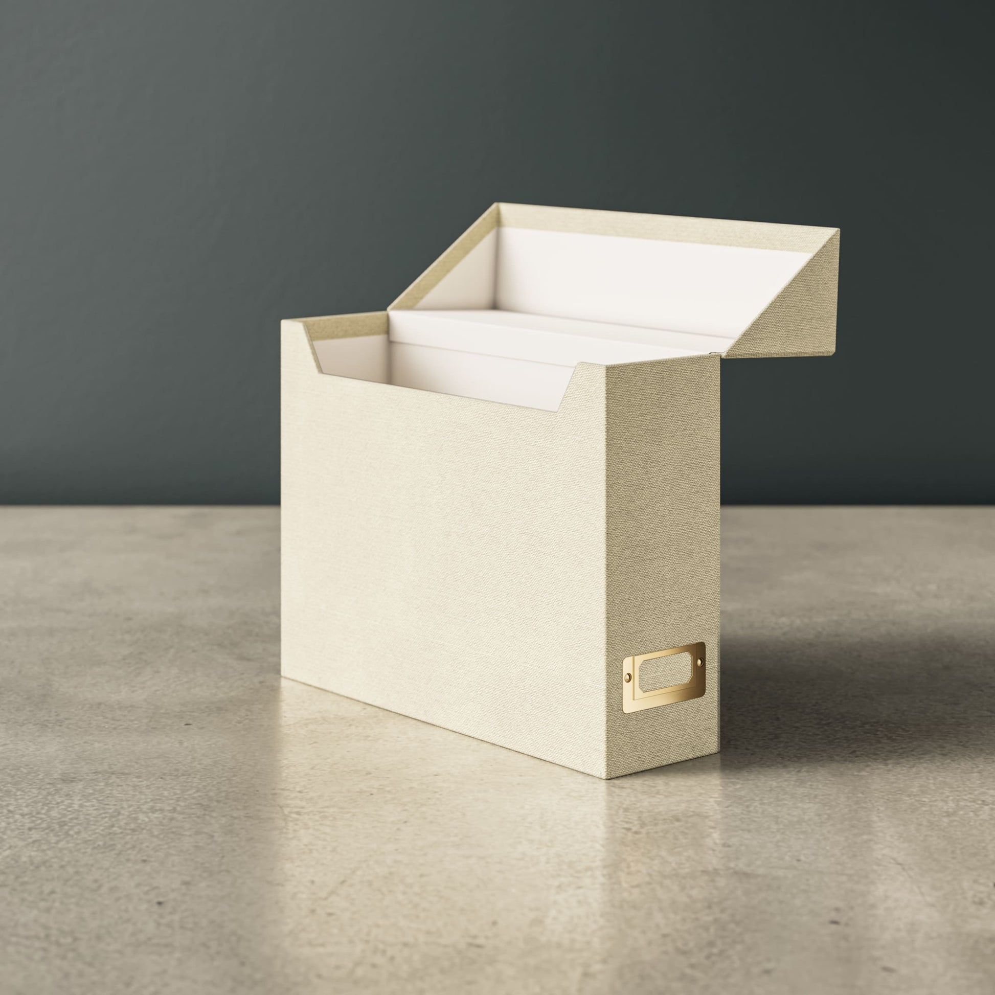 Flip Top Box, Beige Color, 13" X 9.4" X 3.7" Size, Set of 1, 086486702324