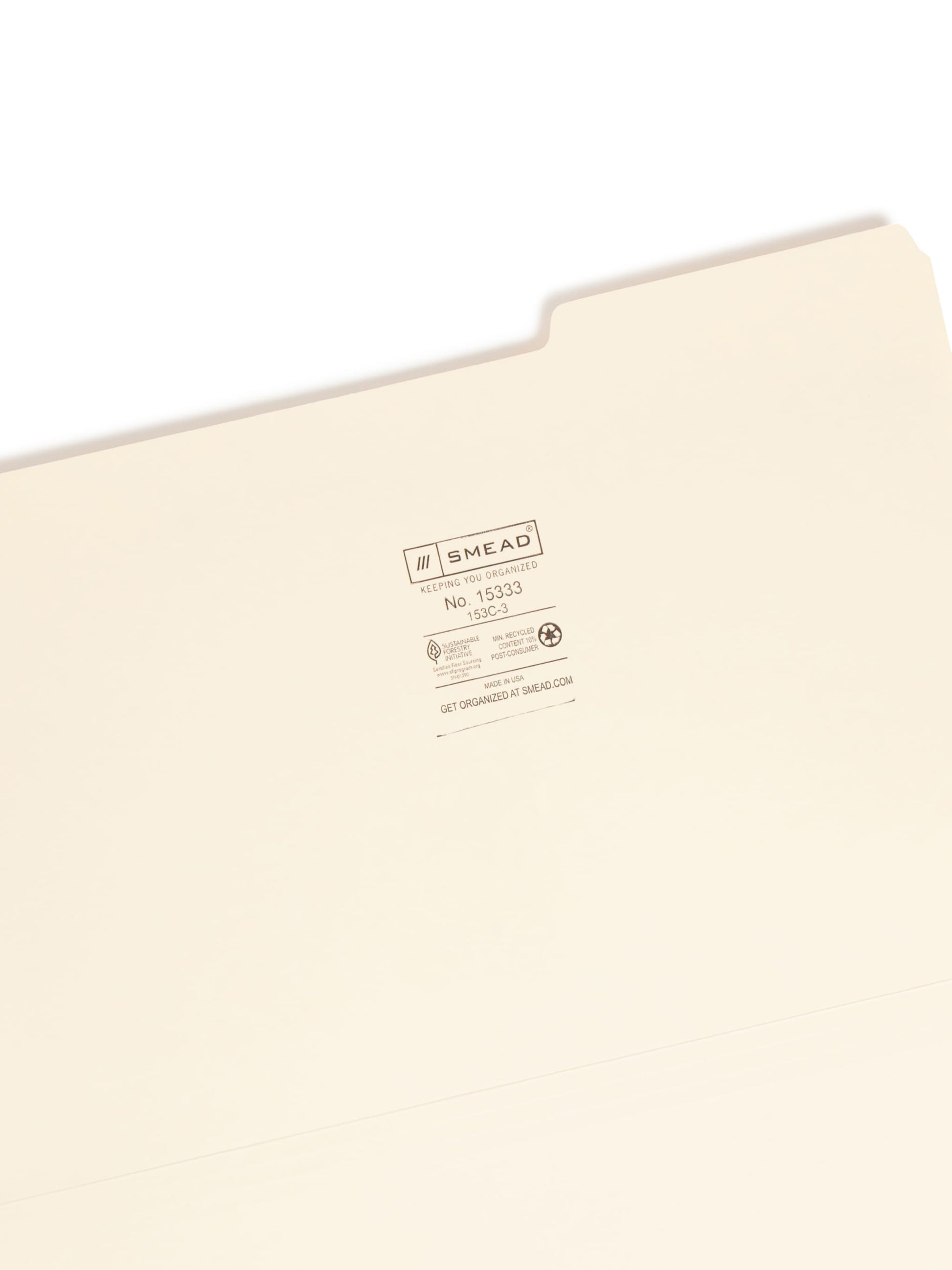 Standard File Folders, 1/3-Cut Right Tab, Manila Color, Legal Size, Set of 100, 086486153331