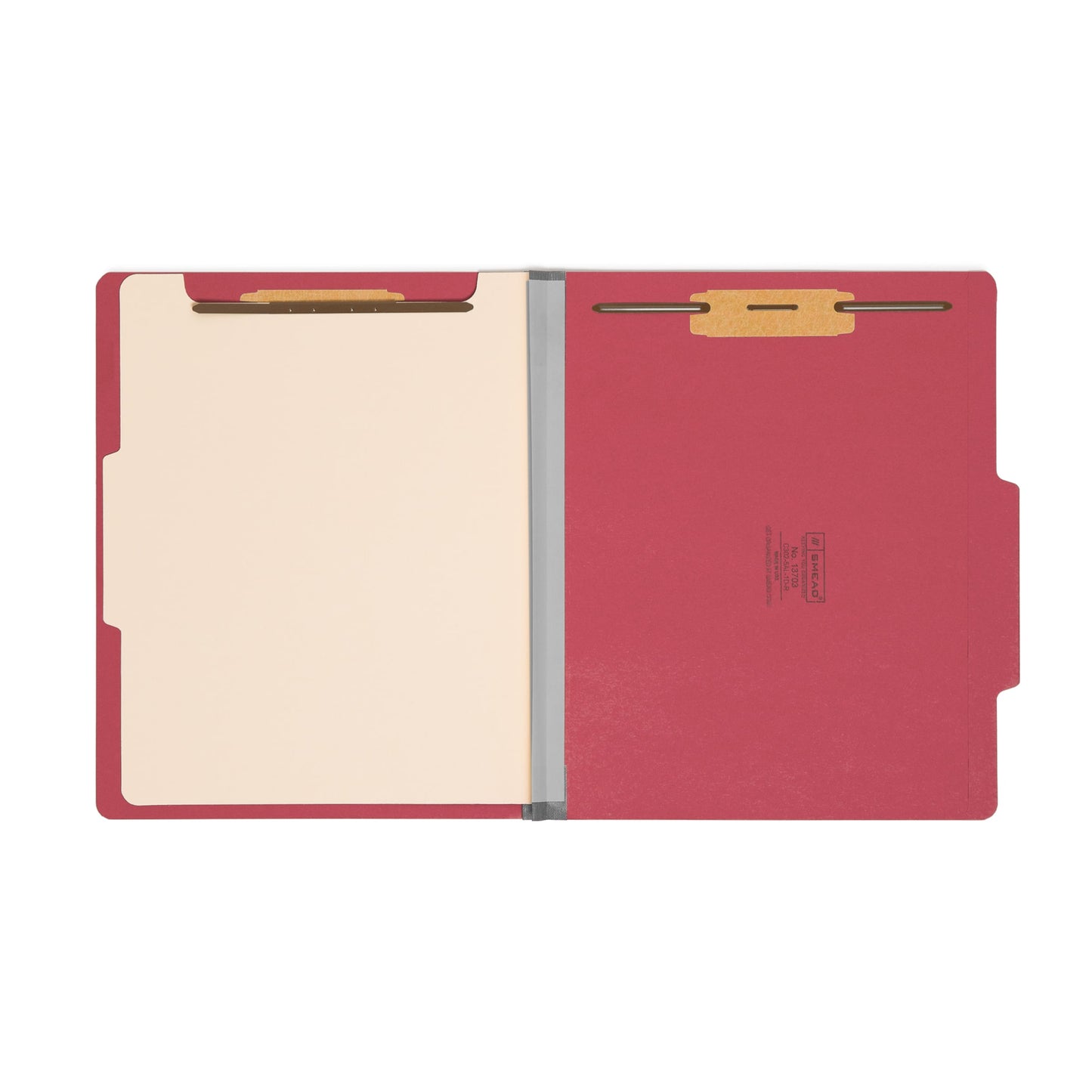 Classification File Folders, 1 Divider, 2 inch Expansion, Red Color, Letter Size, Set of 10, 30086486137035
