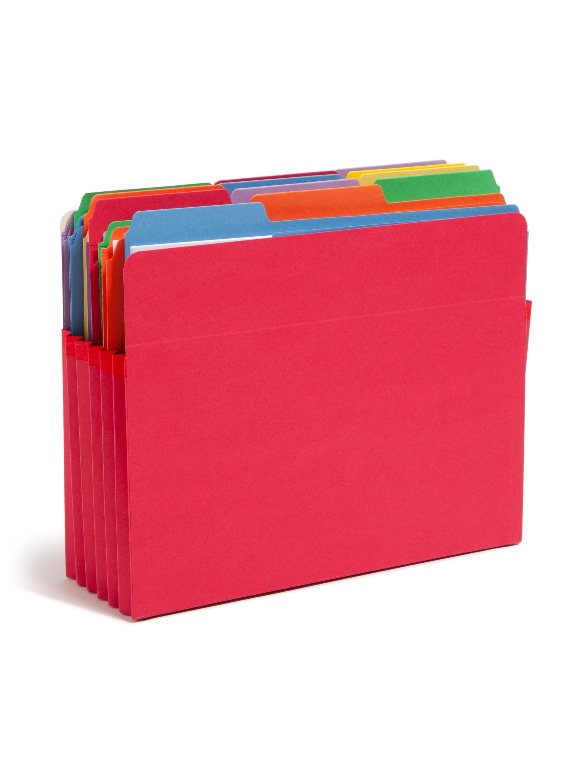 File Pockets, 5-1/4 inch Expansion, Straight-Cut Tab, Red Color, Letter Size, Set of 10, 30086486732414