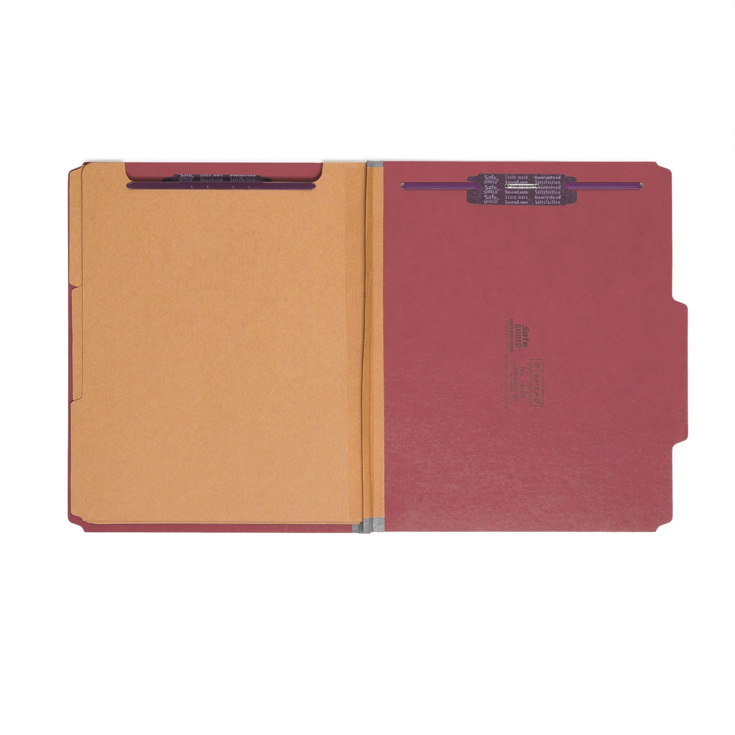 SafeSHIELD® Pressboard Classification File Folders, 3 Dividers, 3 inch Expansion, 2/5-Cut Tab, Bright Red Color, Letter Size, Set of 10, 30086486140950