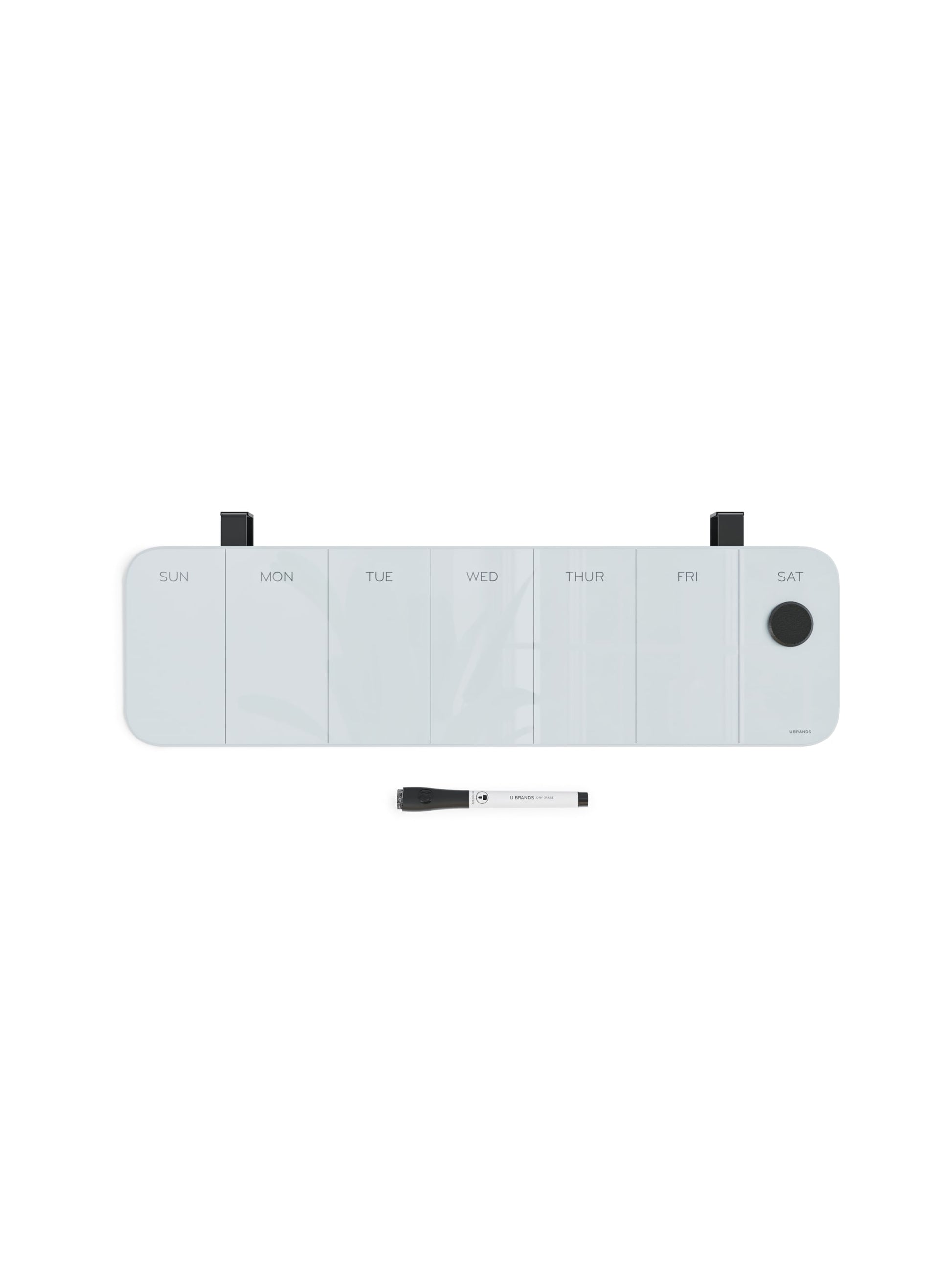 Glass Cubicle Magnetic Dry Erase Weekly Board, White, 20" x 5-1/2", 2' or Smaller, White, 20" X 5-1/2" Size, Set of 1, 817894023424