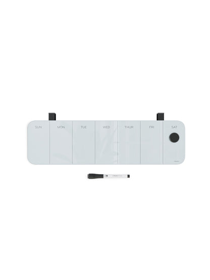 Glass Cubicle Magnetic Dry Erase Weekly Board, White, 20" x 5-1/2", 2' or Smaller, White, 20" X 5-1/2" Size, Set of 1, 817894023424
