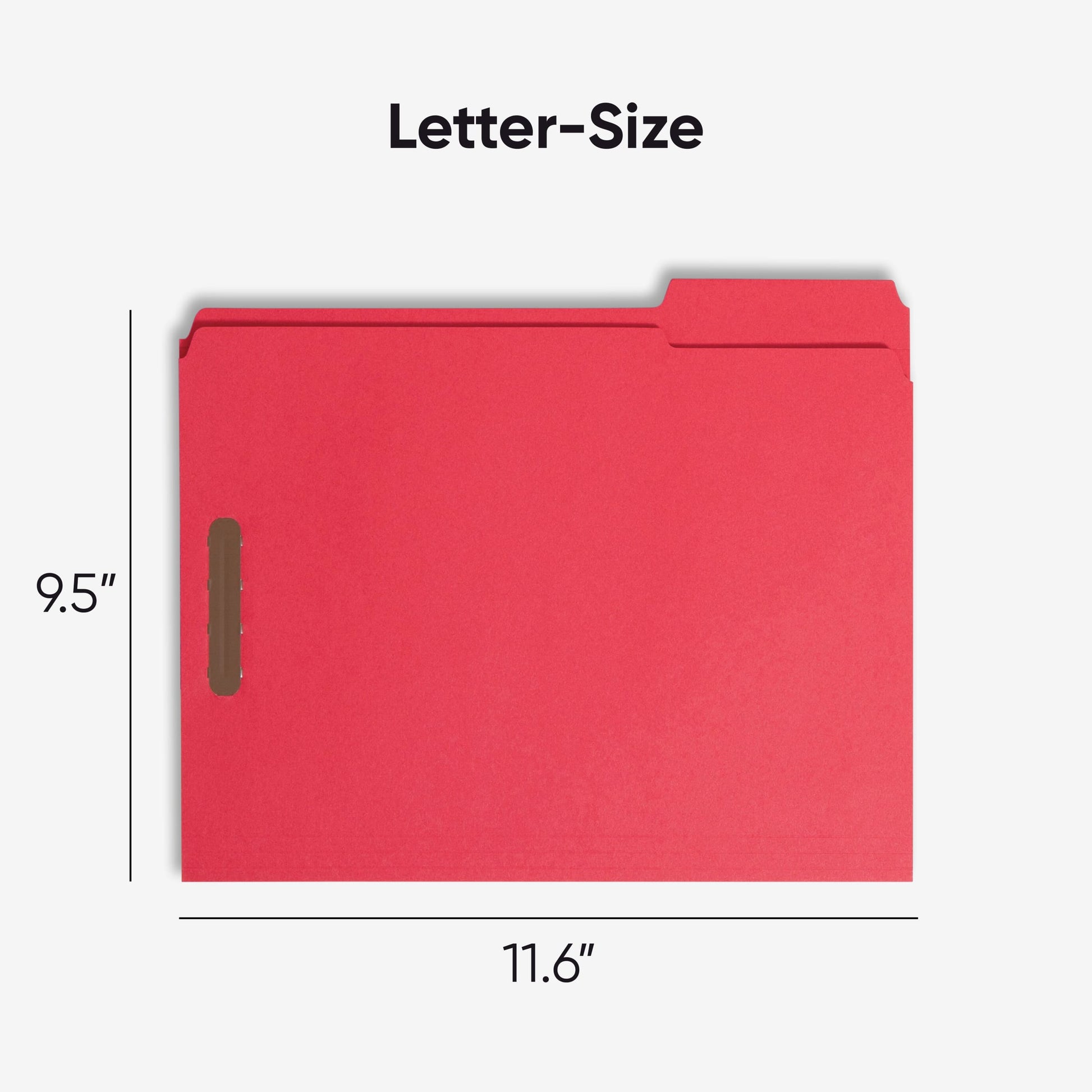 Reinforced Tab Fastener File Folders, 1/3-Cut Tab, 2 Fasteners, Red Color, Letter Size, Set of 50, 086486127400