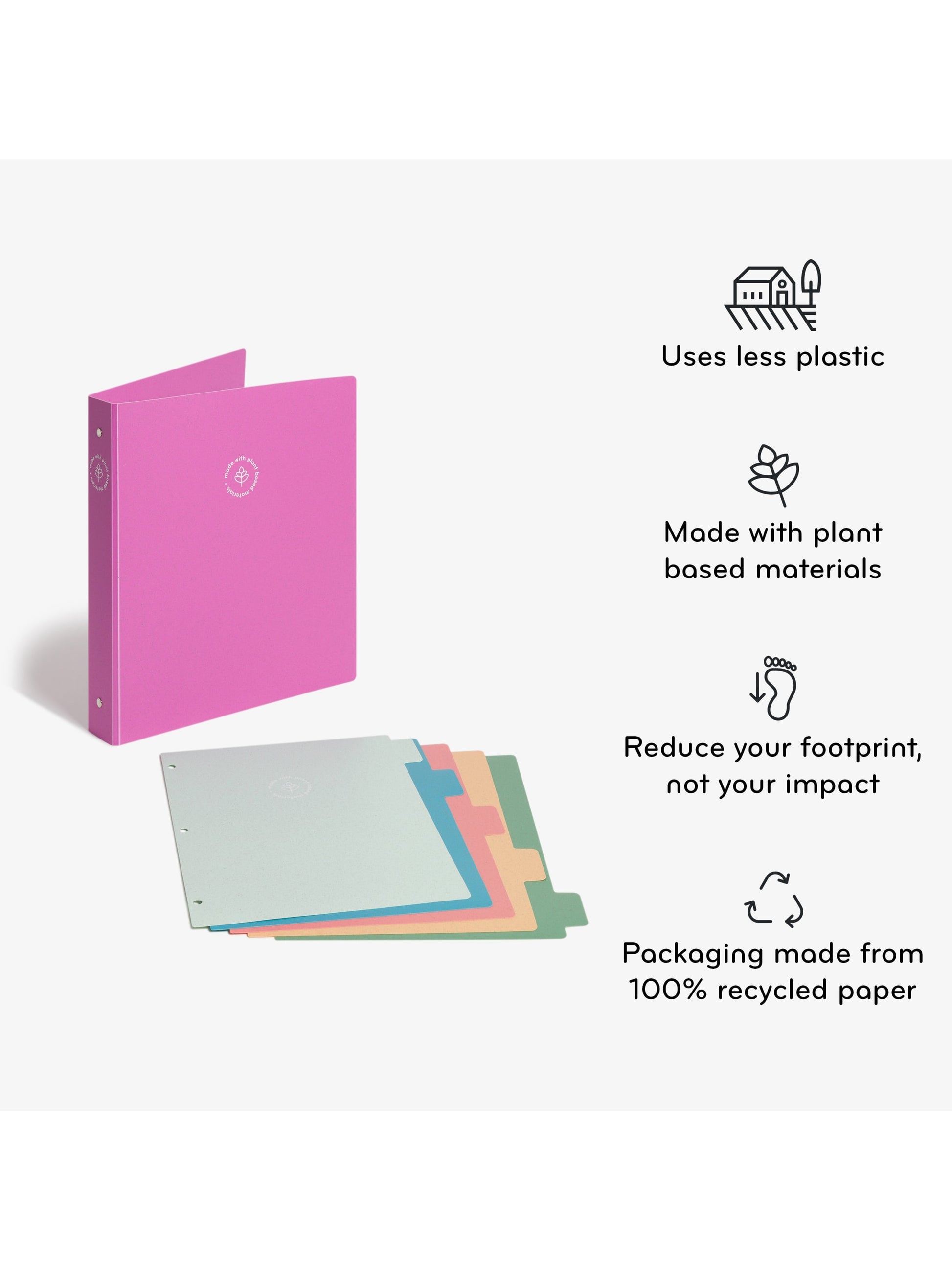 U-Eco Poly Binder with 5 Tab Dividers, U-Eco, 1/5 Cut, 2 Pockets, 5 Dividers, Orchid, Orchid, Set of 6, 843463166063