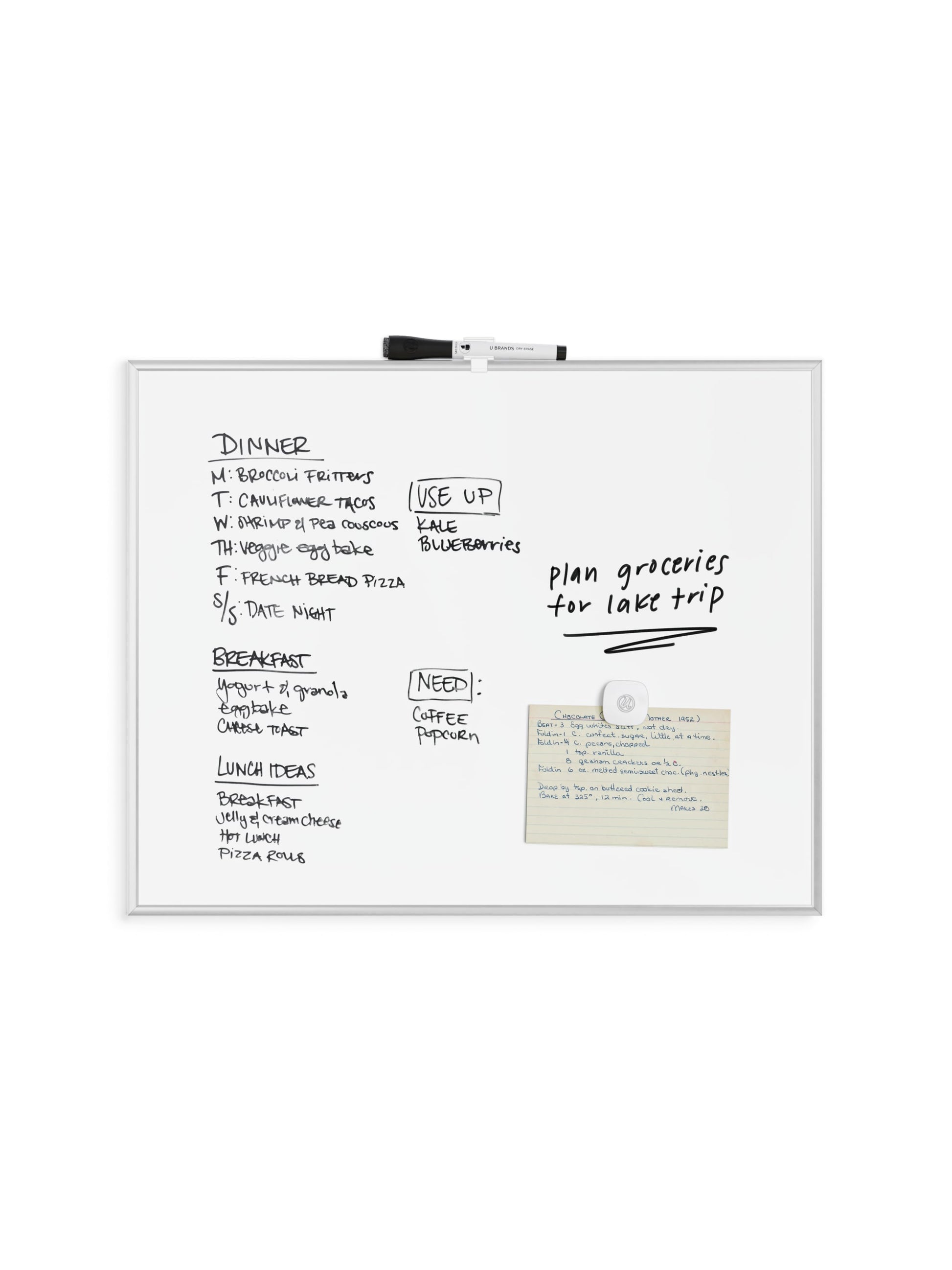 Metal Frame Dry Erase Board, White, White, 20" x 16", 2' or smaller, White, 20" X 16" Size, Set of 1, 812296023560