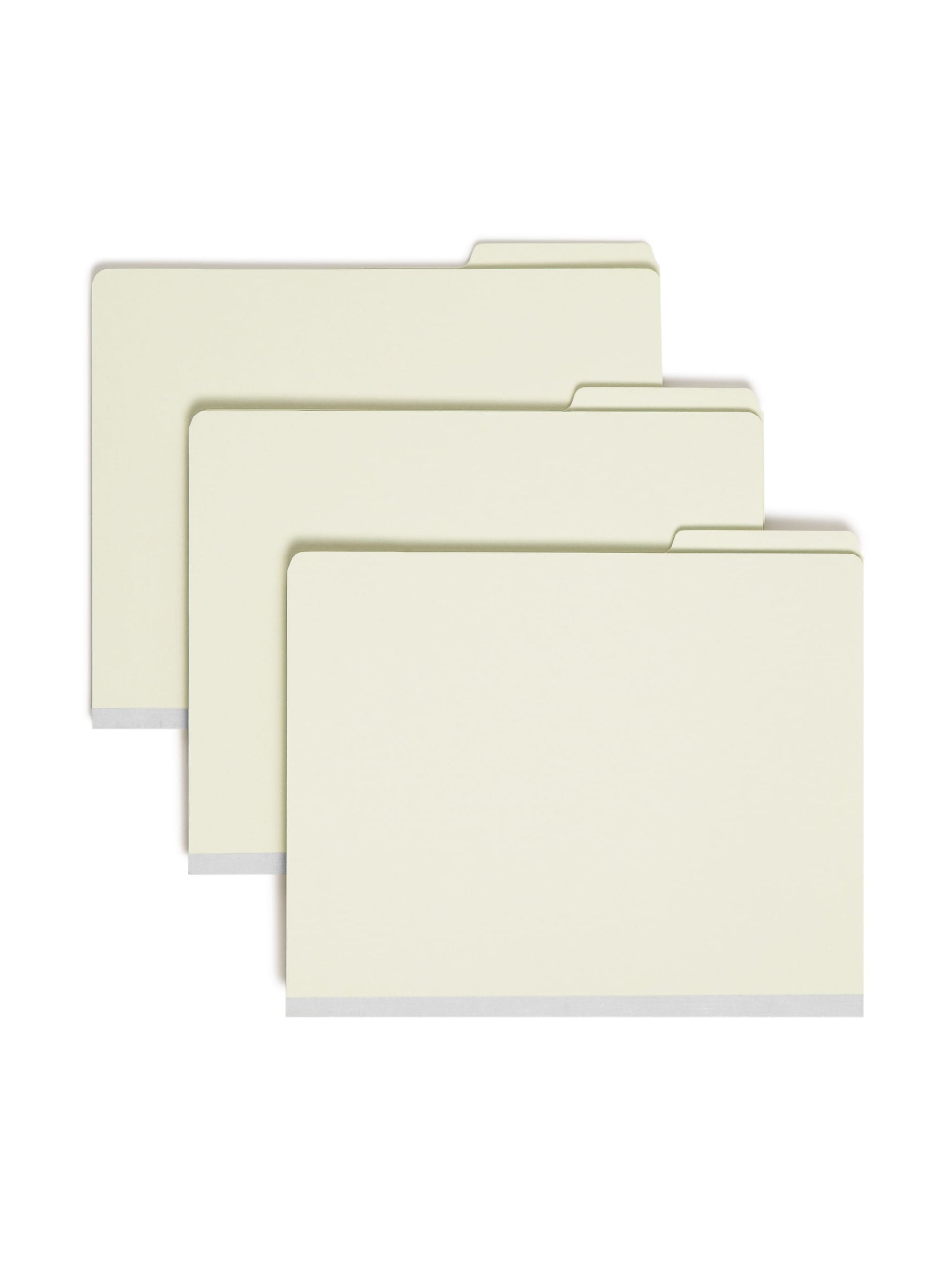 SafeSHIELD® Pressboard Classification File Folders, 2 Dividers, 2 inch Expansion, 1/3-Cut Tab, Gray/Green Color, Letter Size, 