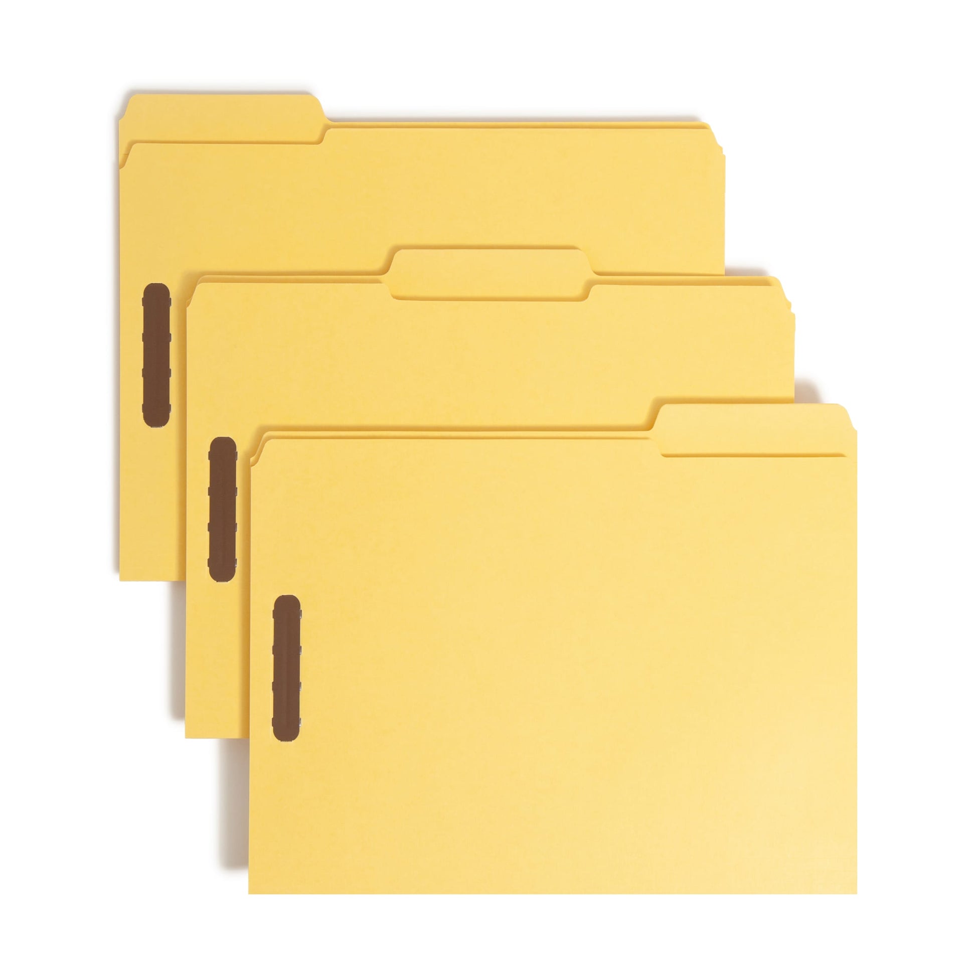 100% Recycled Reinforced Tab Fastener File Folders, Yellow Color, Letter Size, Set of 50, 086486129411