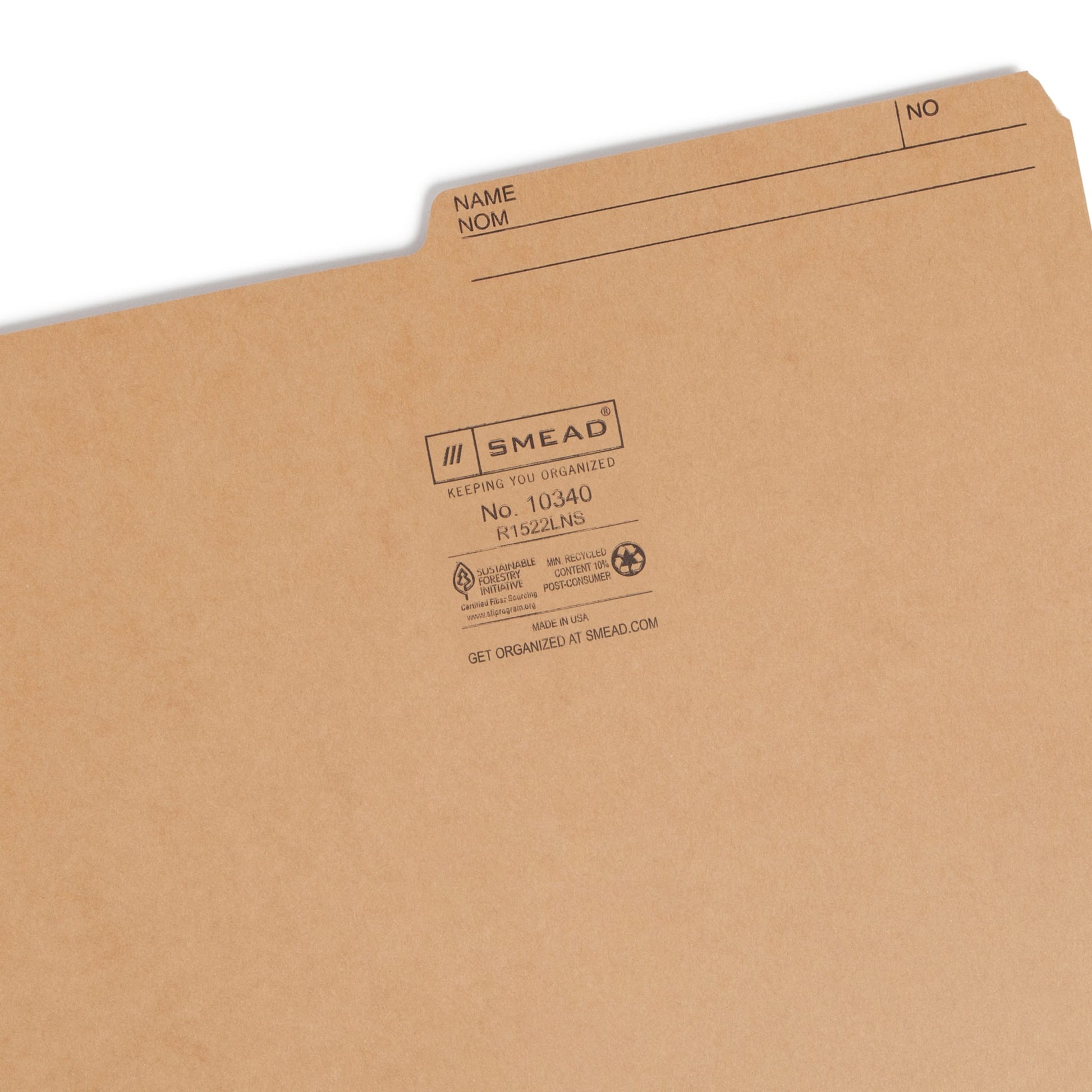 Reversible Printed Tab File Folders, 1/2-Cut Tab, 10 1/2 pt., Beige Color, Letter Size, Set of 100, 086486103404