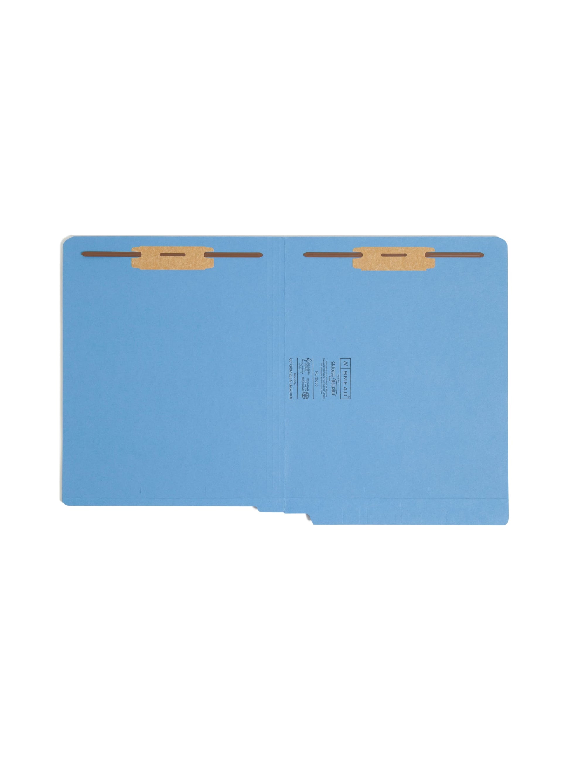 WaterShed® CutLess® End Tab Fastener File Folders, Straight-Cut Tab, Blue Color, Letter Size, 086486250504