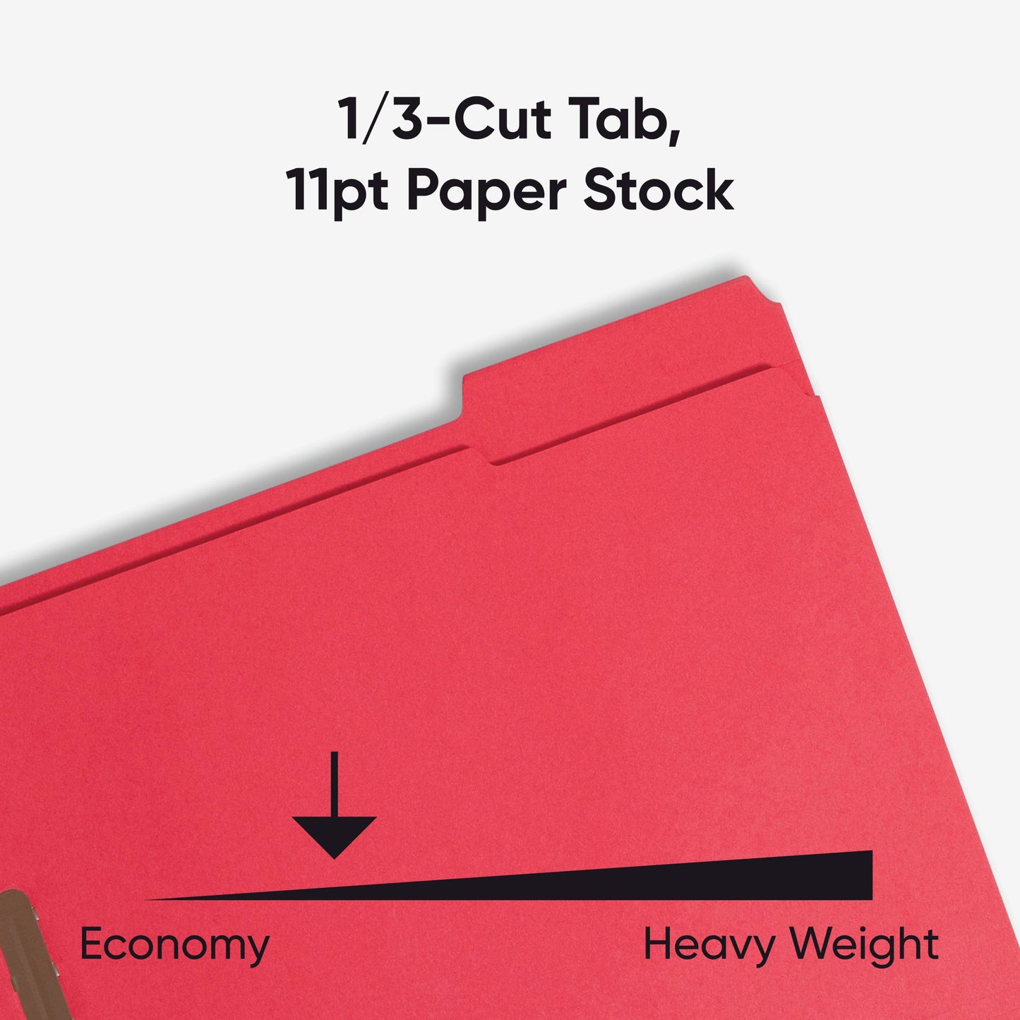 Reinforced Tab Fastener File Folders, 1/3-Cut Tab, 2 Fasteners, Red Color, Letter Size, Set of 50, 086486127400