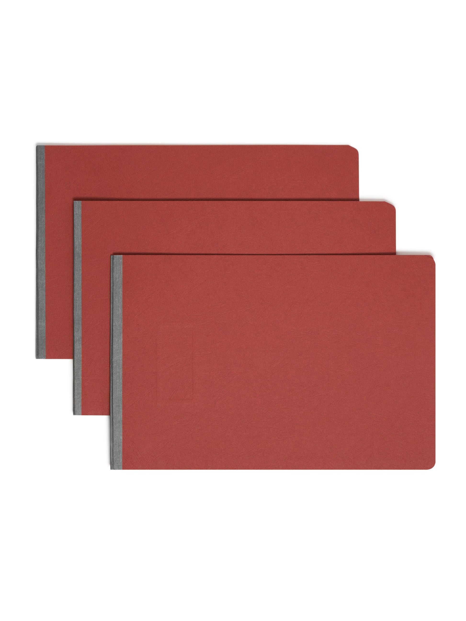 Premium Pressboard Report Covers, 8 1/2-inch Metal Prong Side Fastener with Compressor, 3-inch Expansion, Red Color, Tabloid Size, 