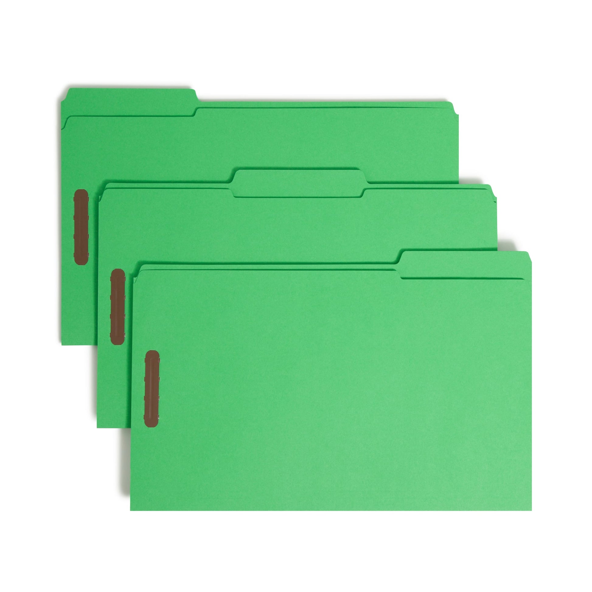 Reinforced Tab Fastener File Folders, 1/3-Cut Tab, 2 Fasteners, Green Color, Legal Size, Set of 50, 086486171403