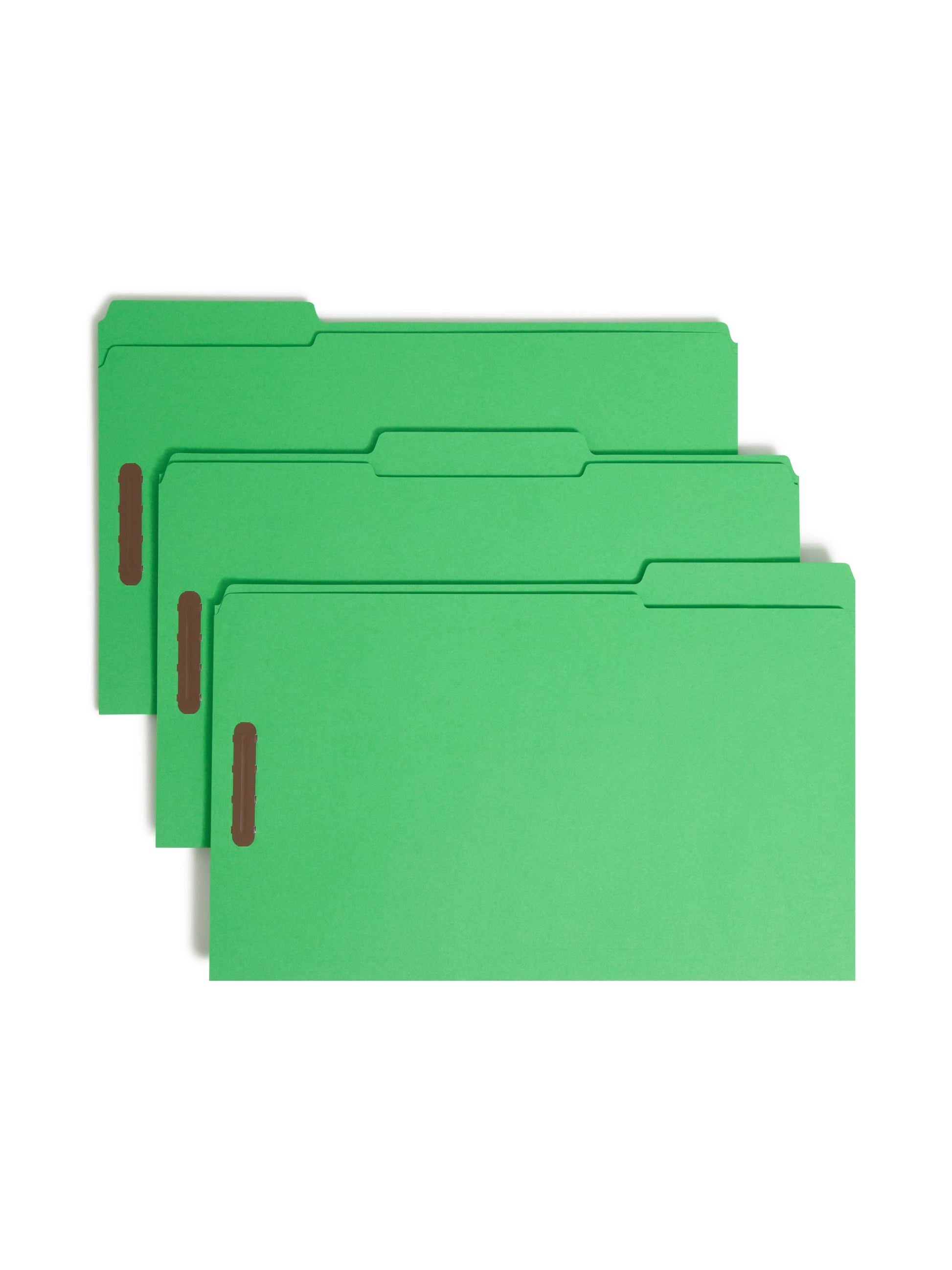 Reinforced Tab Fastener File Folders, 1/3-Cut Tab, 2 FastenersReinforced Tab Fastener File Folders, 1/3 Cut, Green, Legal, Green, Legal Size, Set of 50, 086486171403