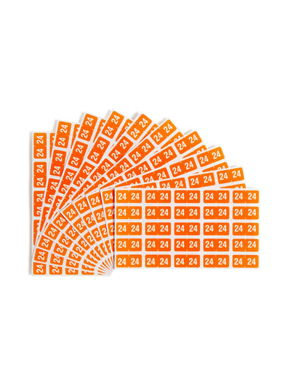 ETS Color-Coded Year Labels - Sheets, Orange Color, 1" X 1/2" Size, Set of 1, 086486679244